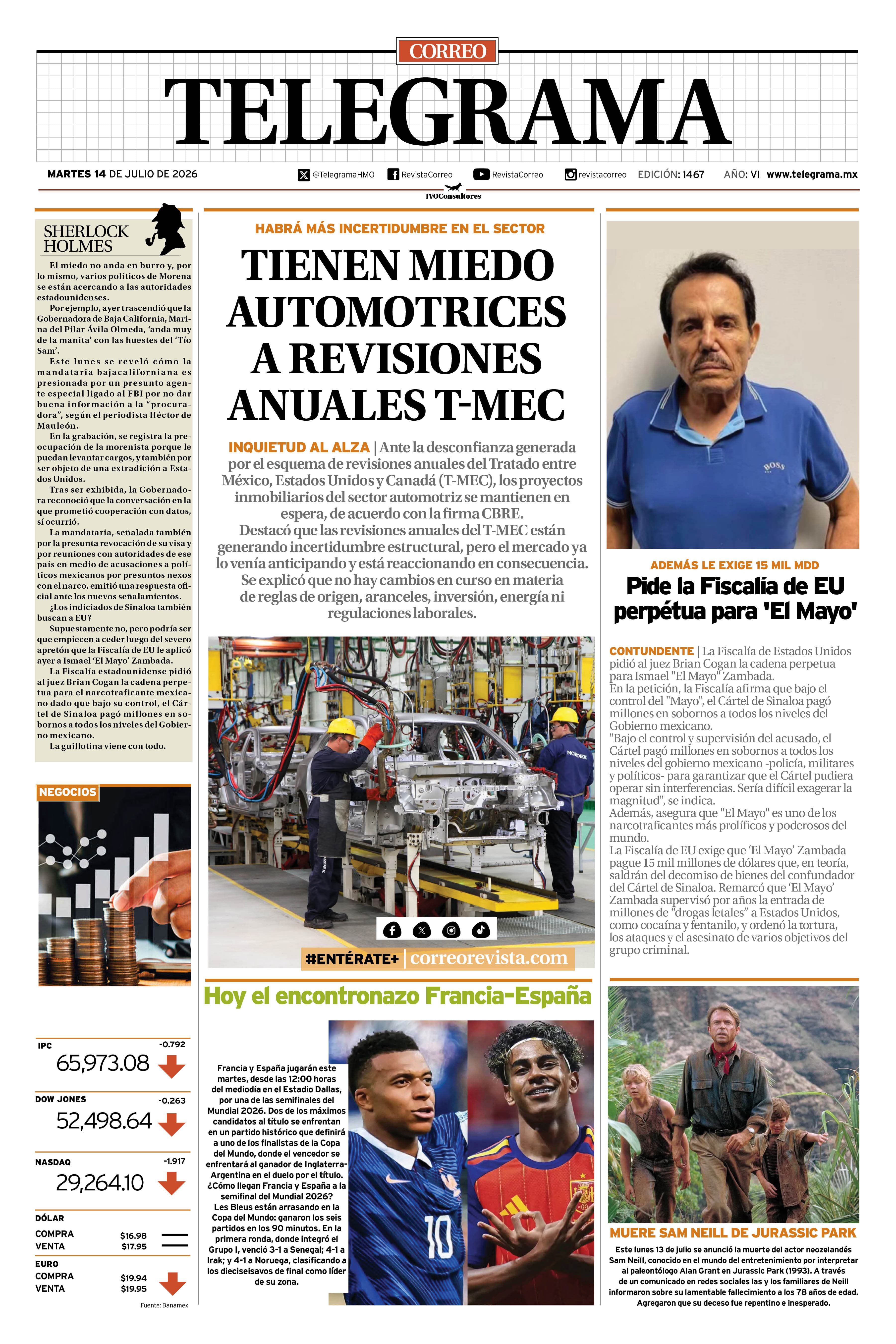 Portada de la edición TELEGRAMA 1467