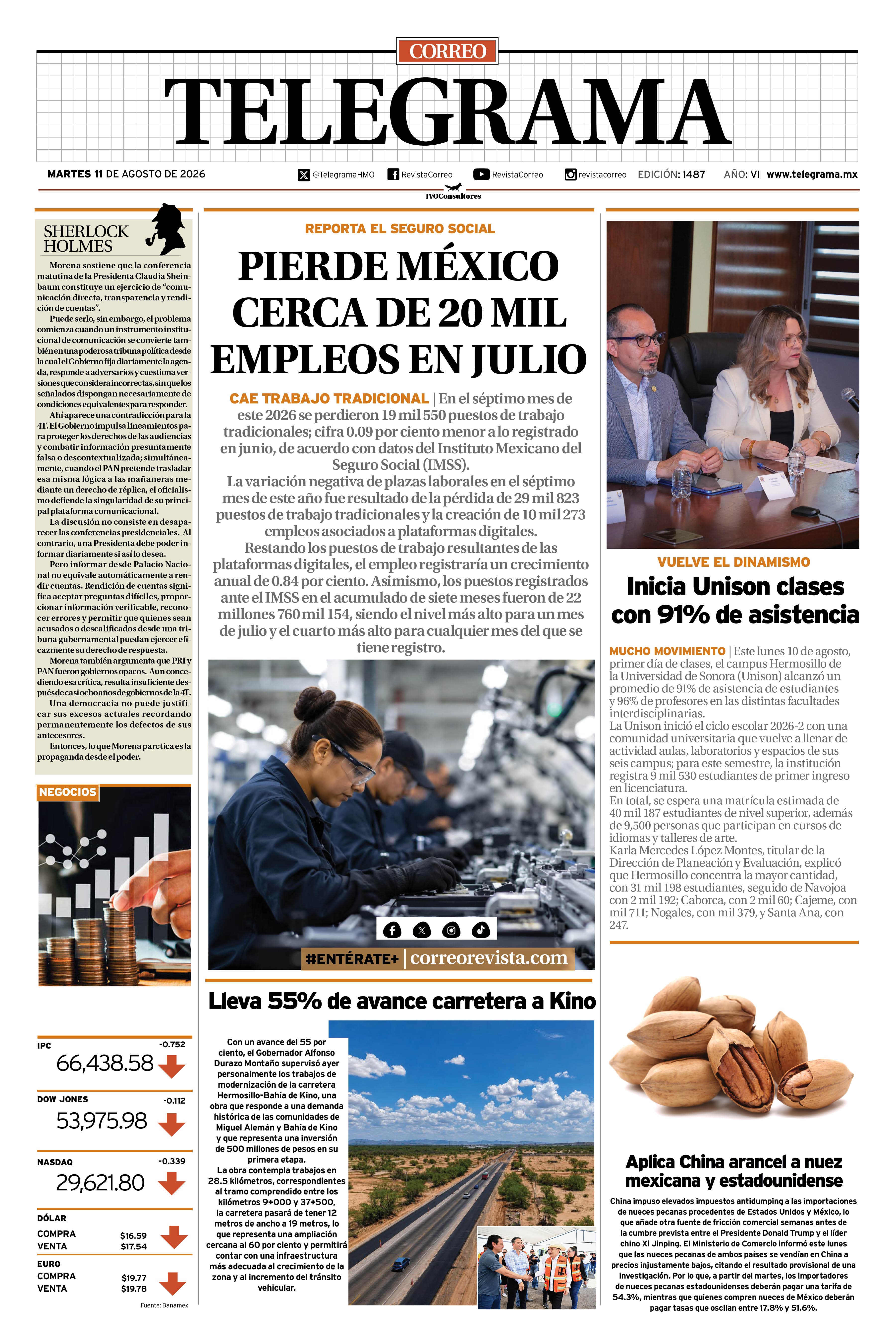 Portada de la edición TELEGRAMA 1487