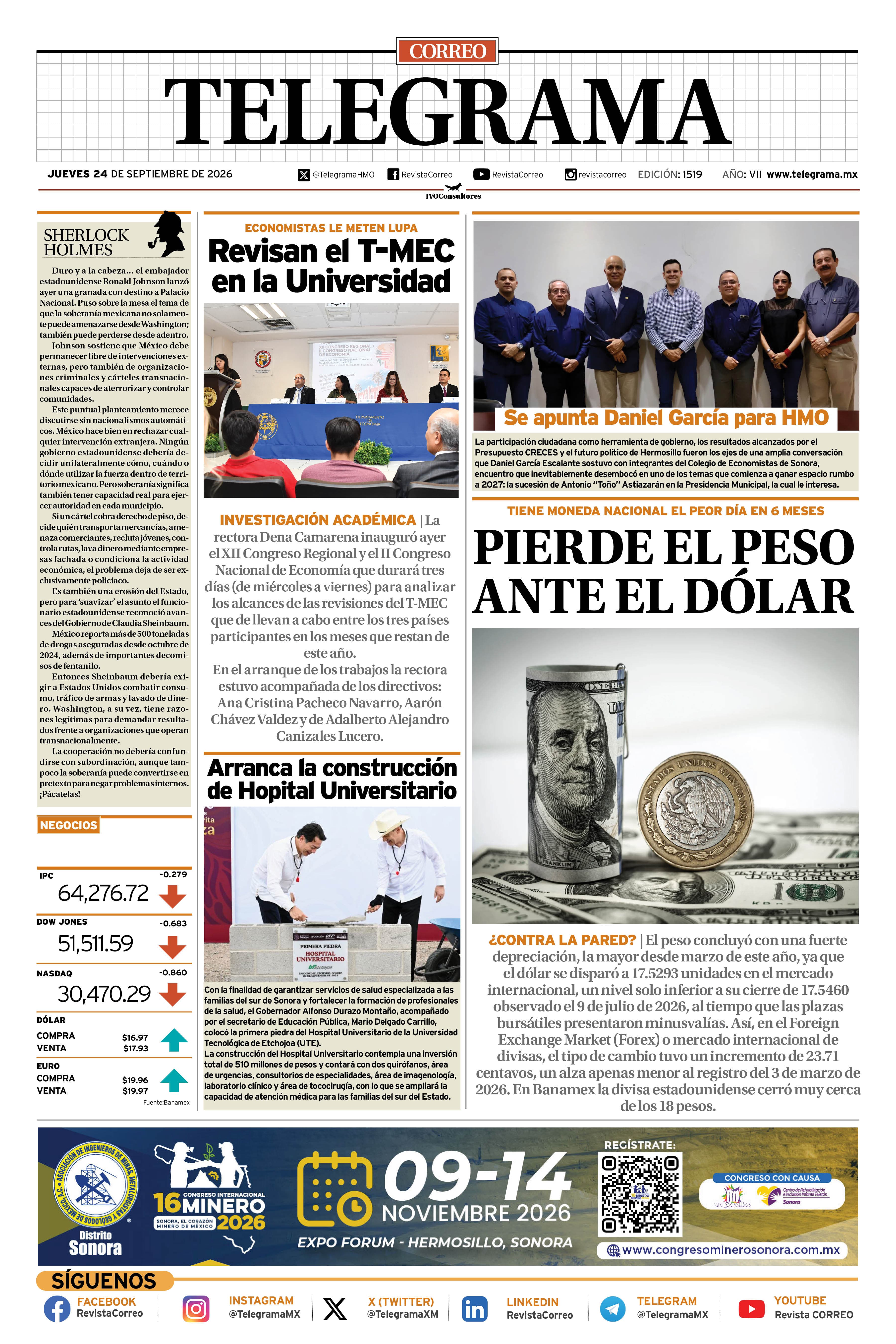 Portada de la edición TELEGRAMA 1519