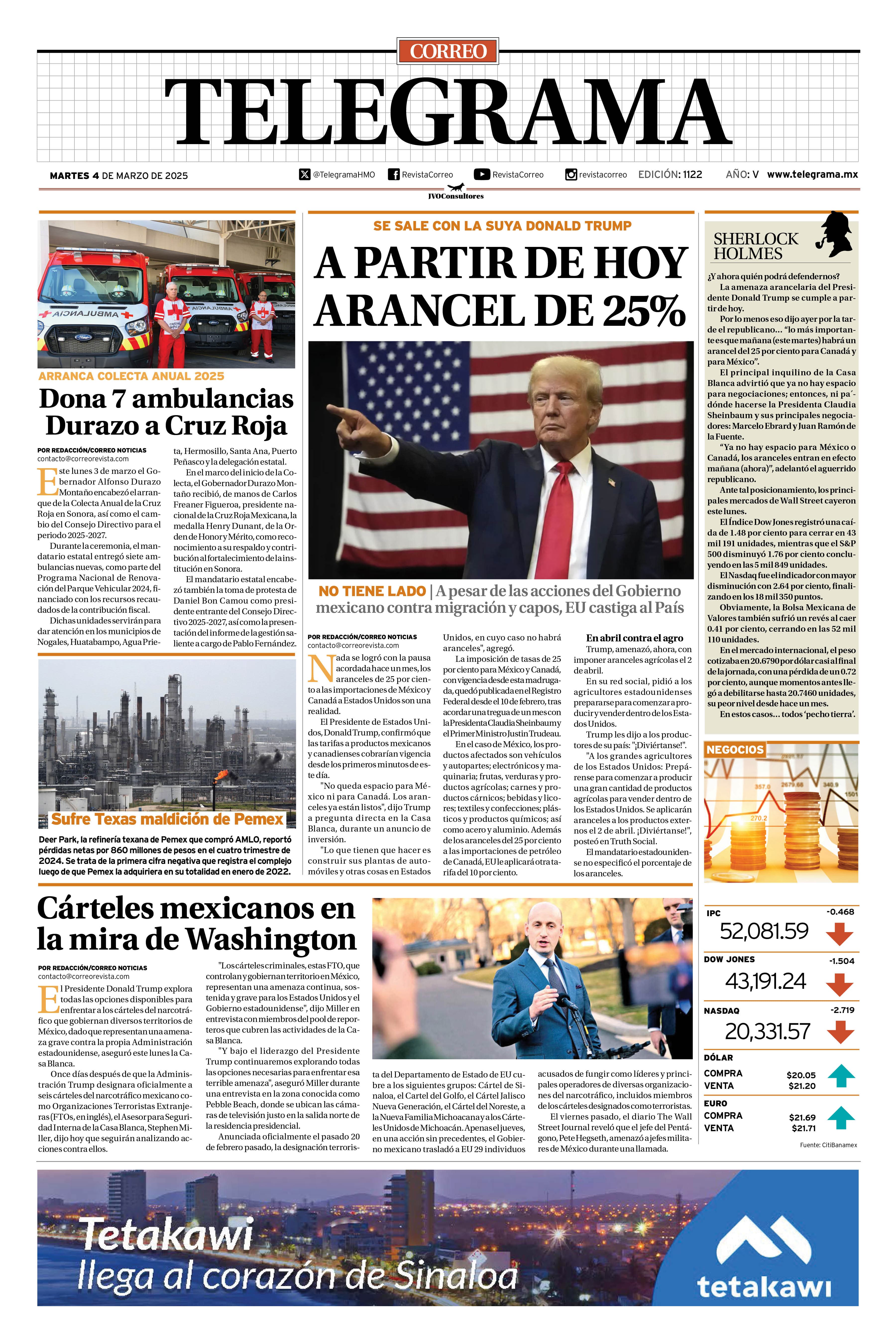 Portada de la edición TELEGRAMA 1122