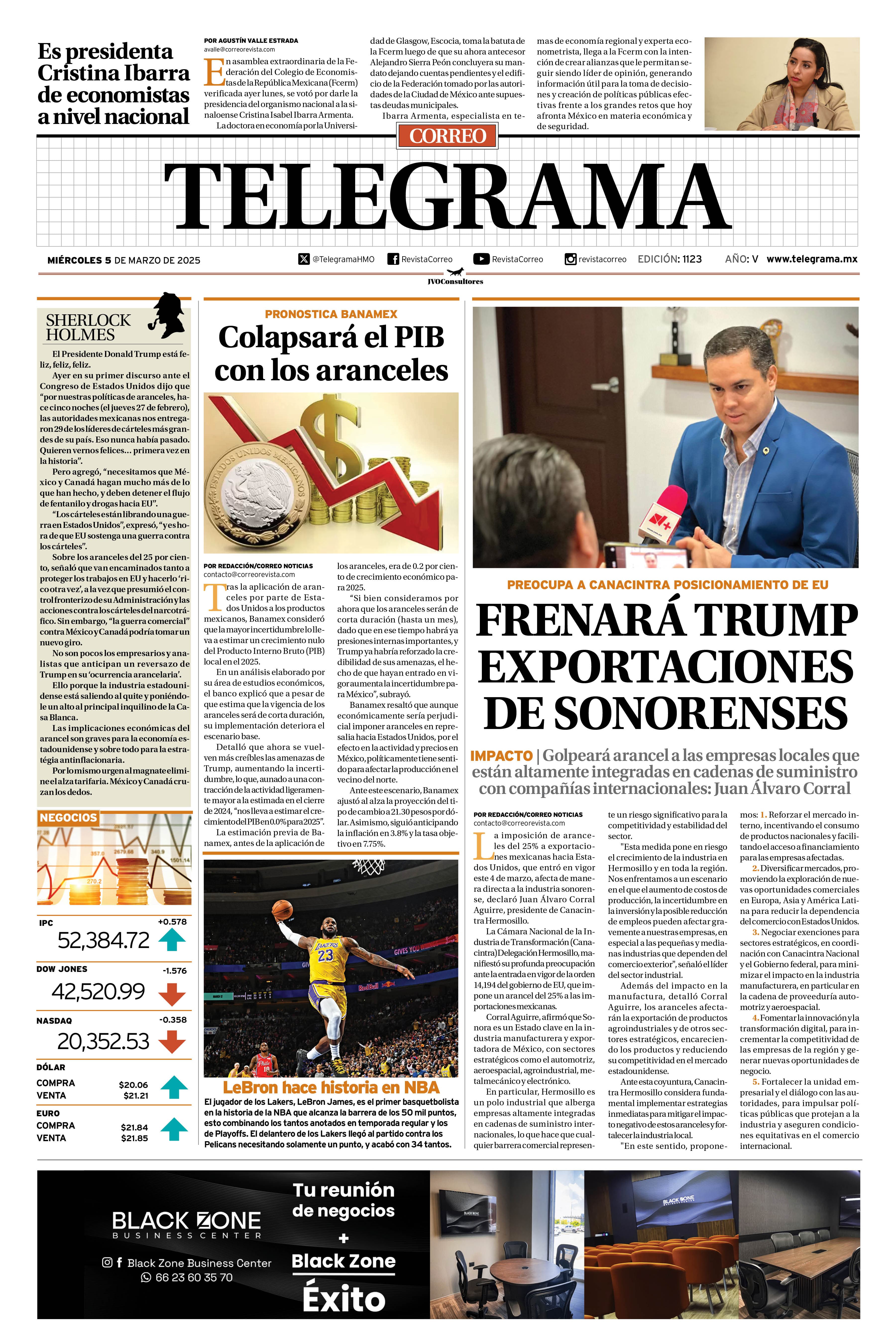 Portada de la edición TELEGRAMA 1123