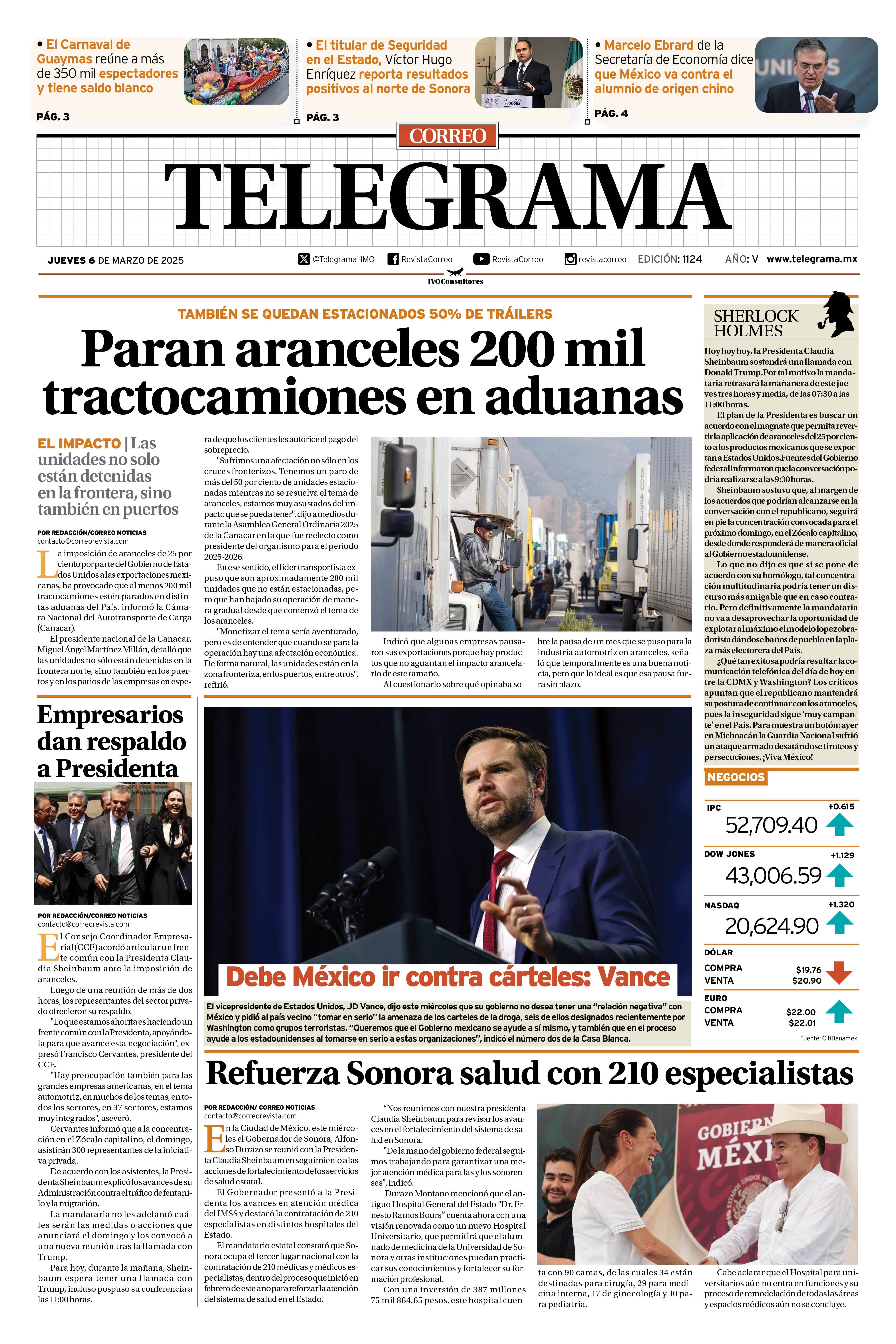 Portada de la edición TELEGRAMA 1124