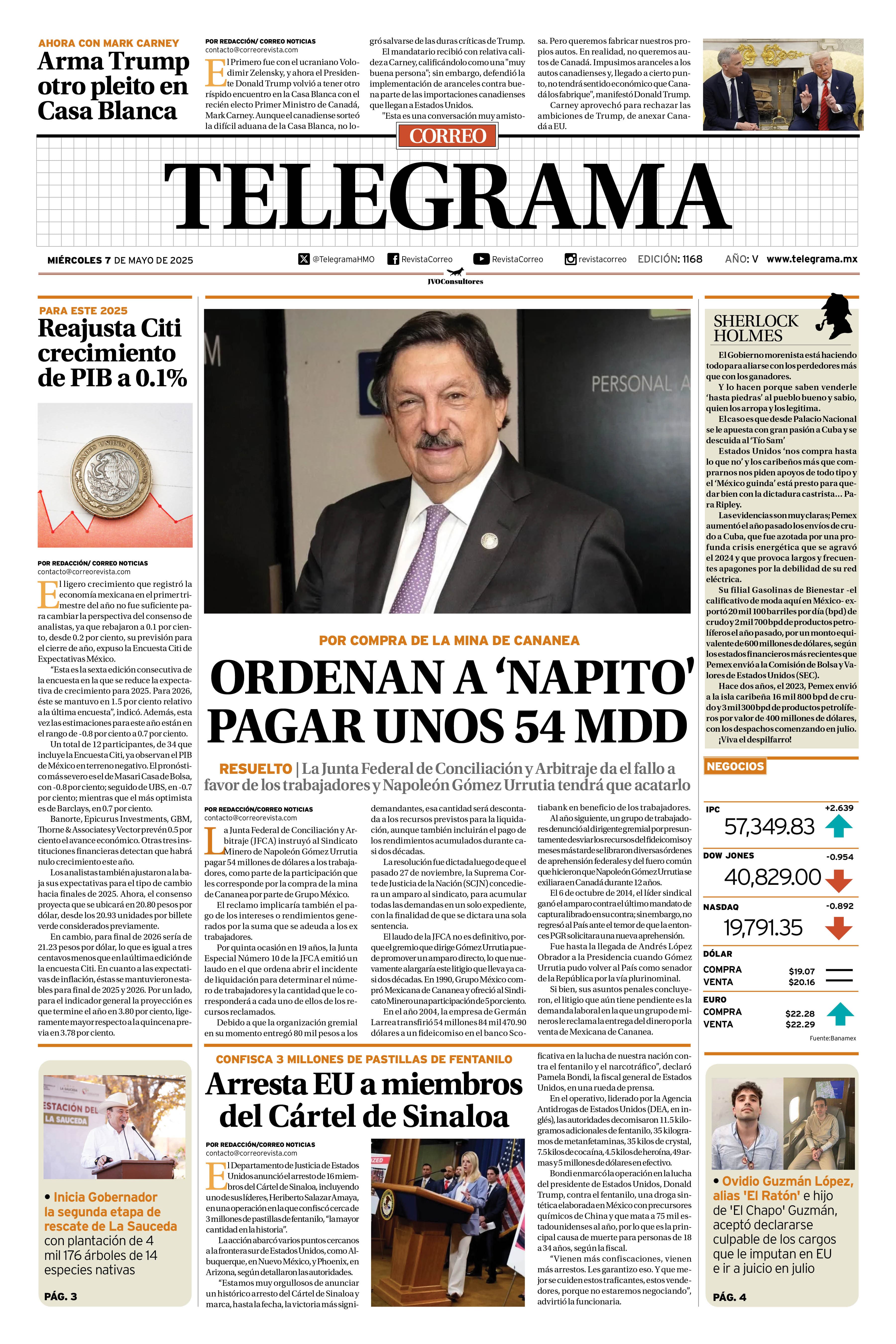 Portada de la edición TELEGRAMA 1168