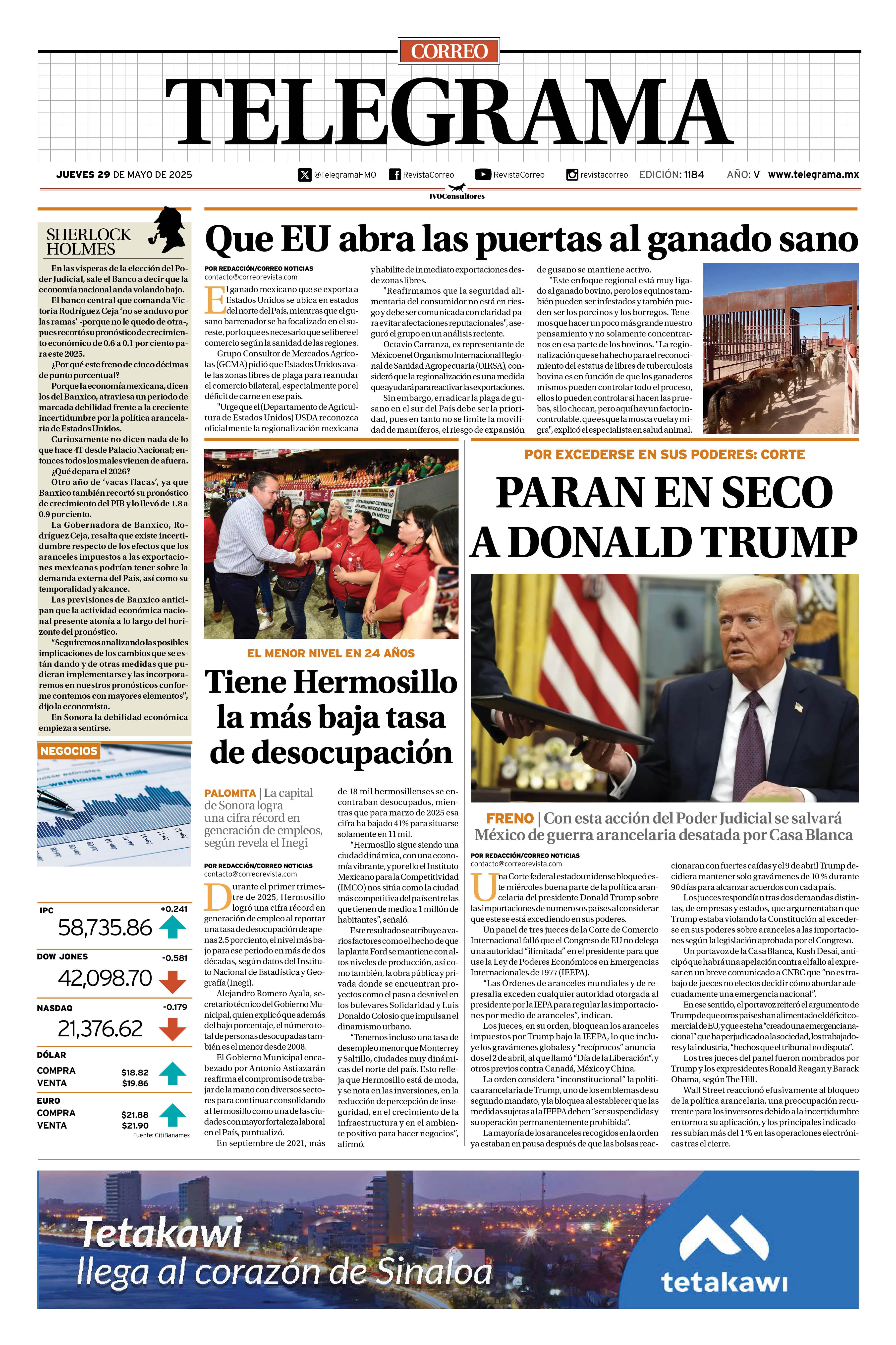 Portada de la edición TELEGRAMA 1184