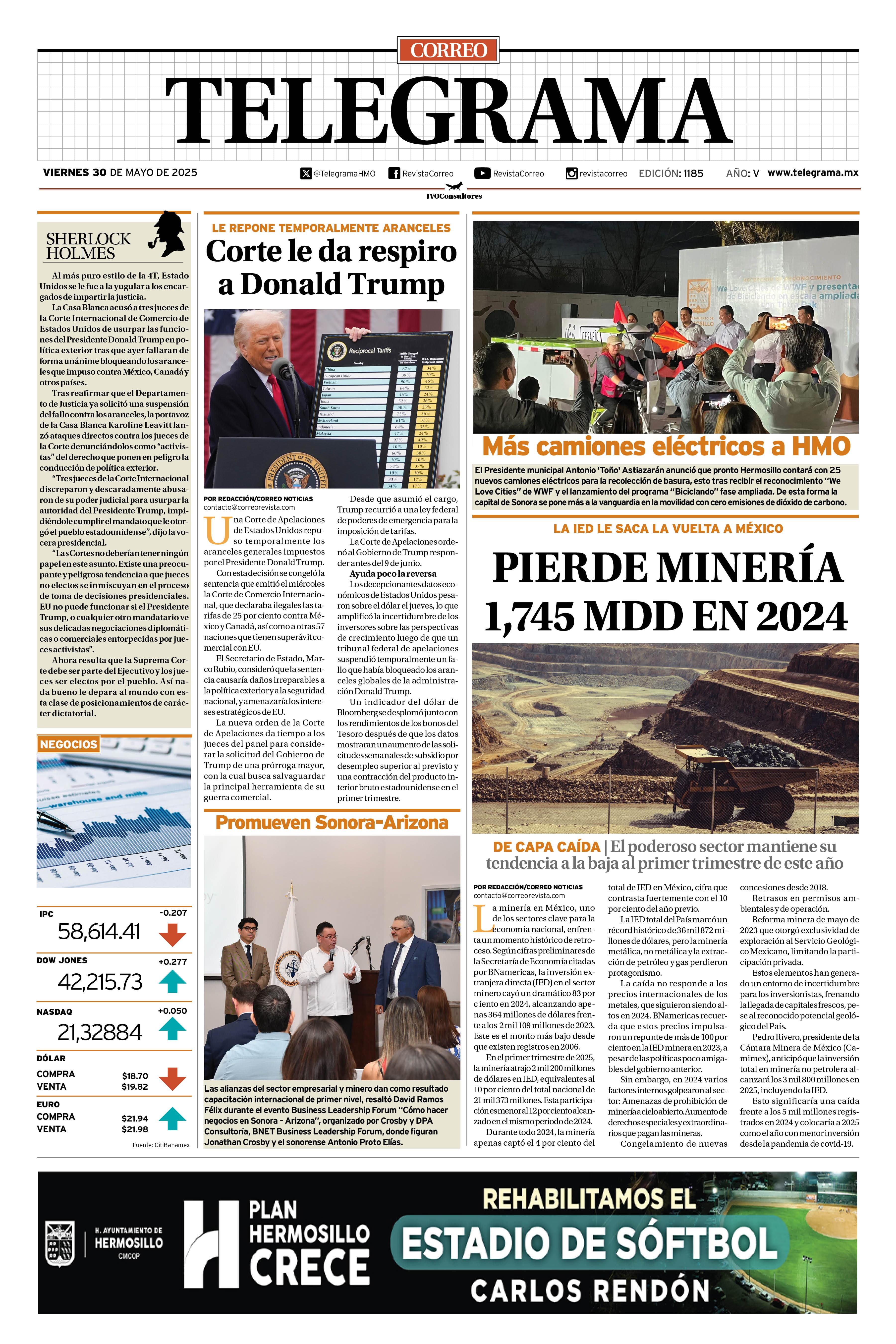 Portada de la edición TELEGRAMA 1185