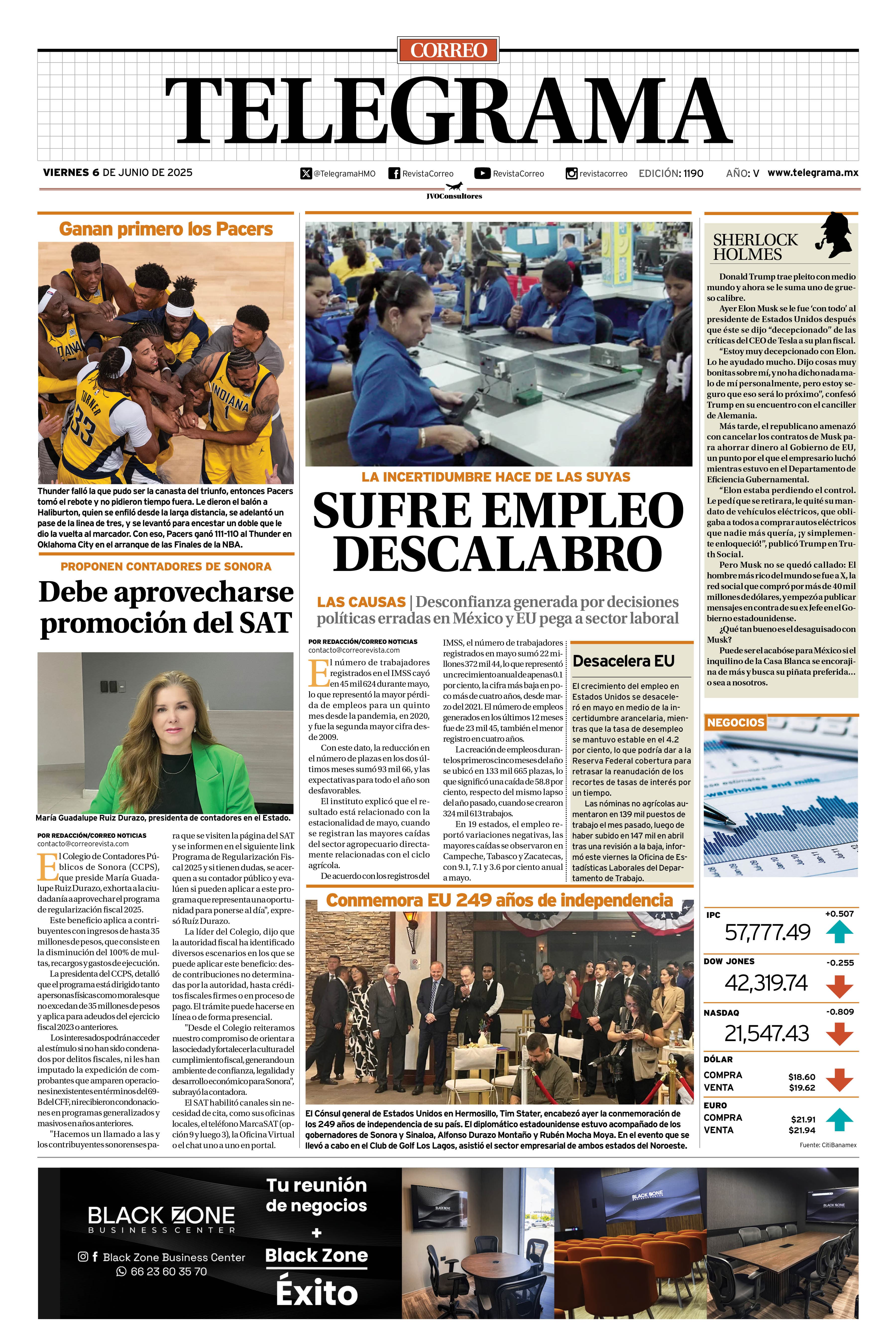 Portada de la edición TELEGRAMA 1190