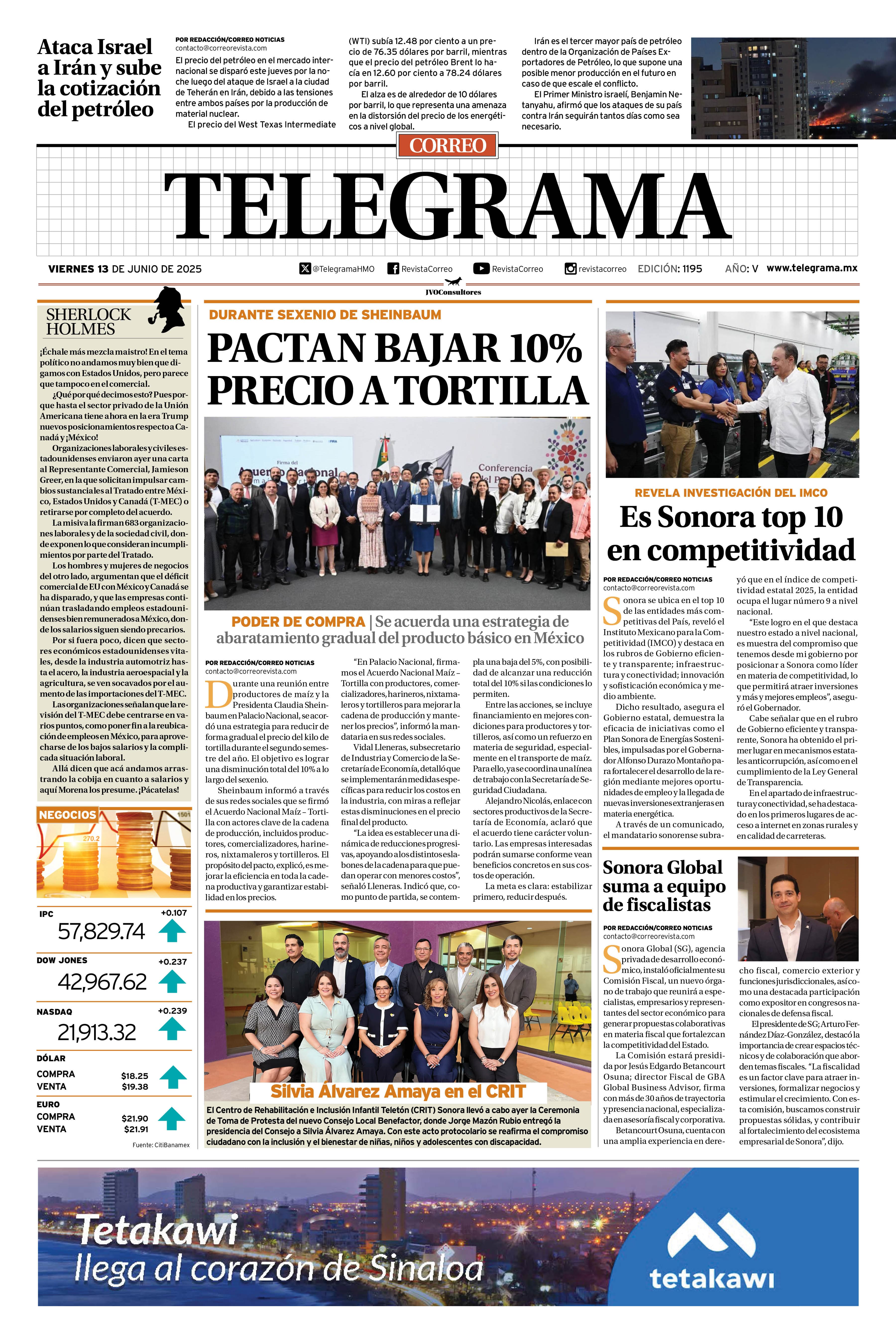 Portada de la edición TELEGRAMA 1195