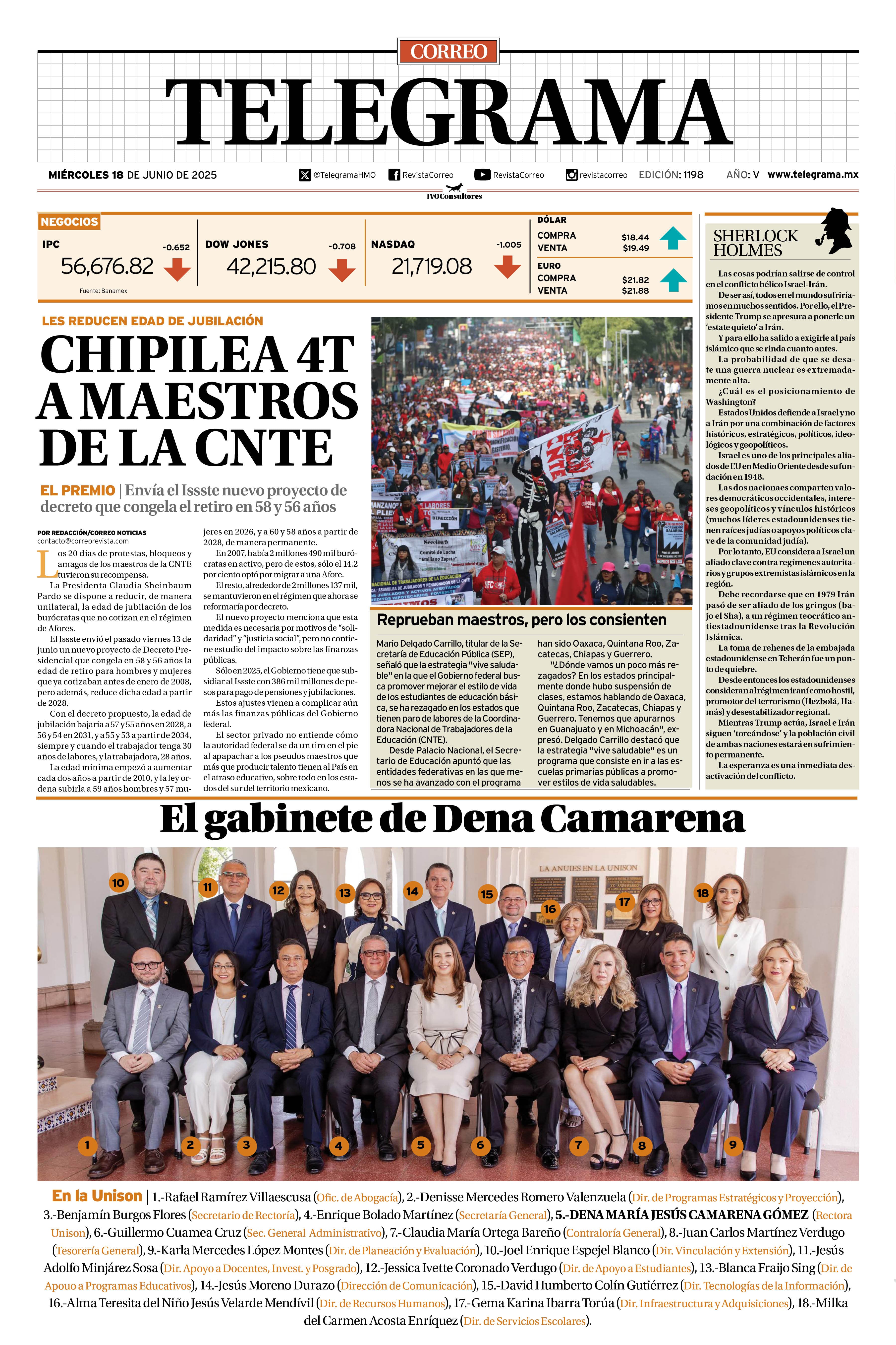 Portada de la edición TELEGRAMA 1198