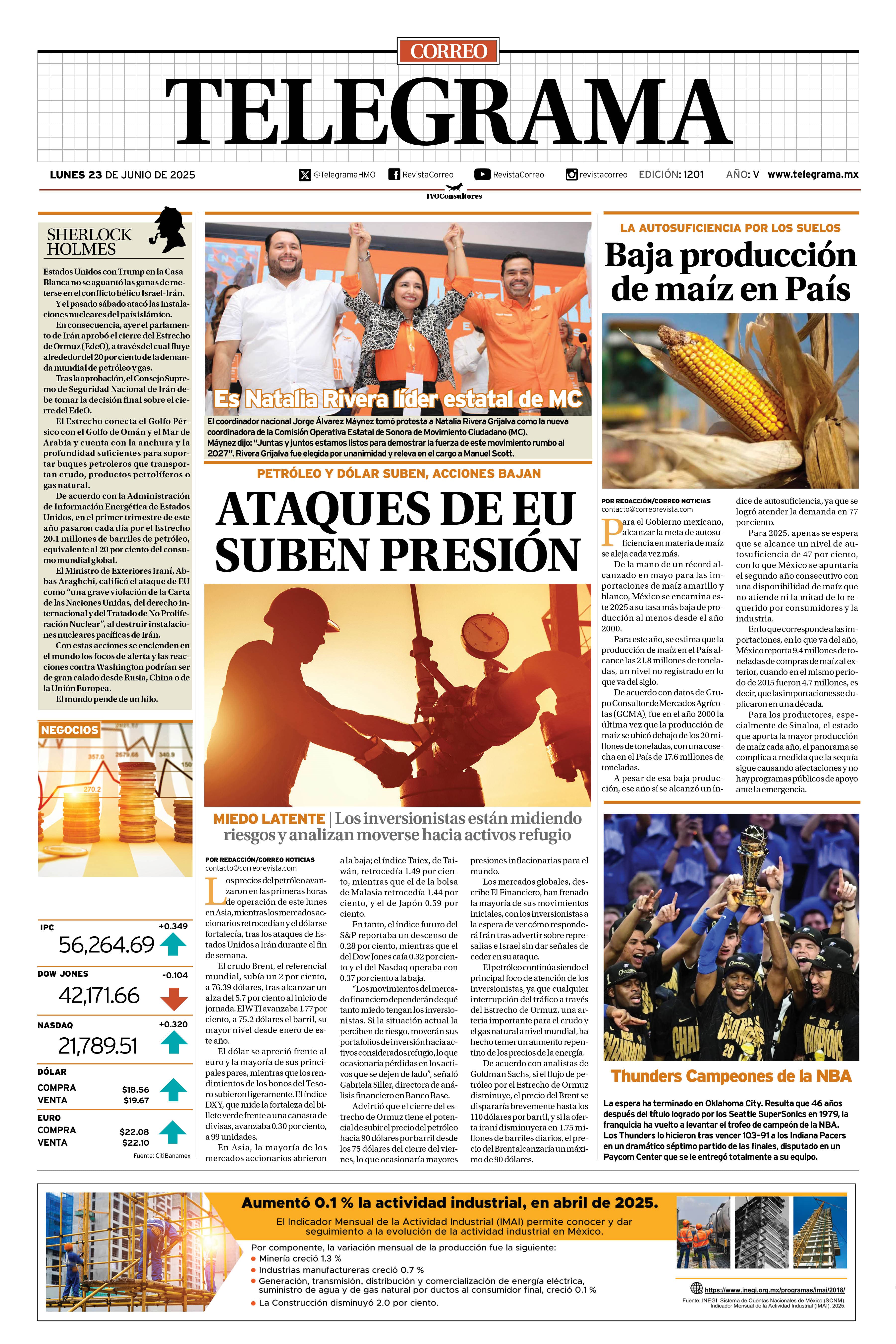 Portada de la edición TELEGRAMA 1201