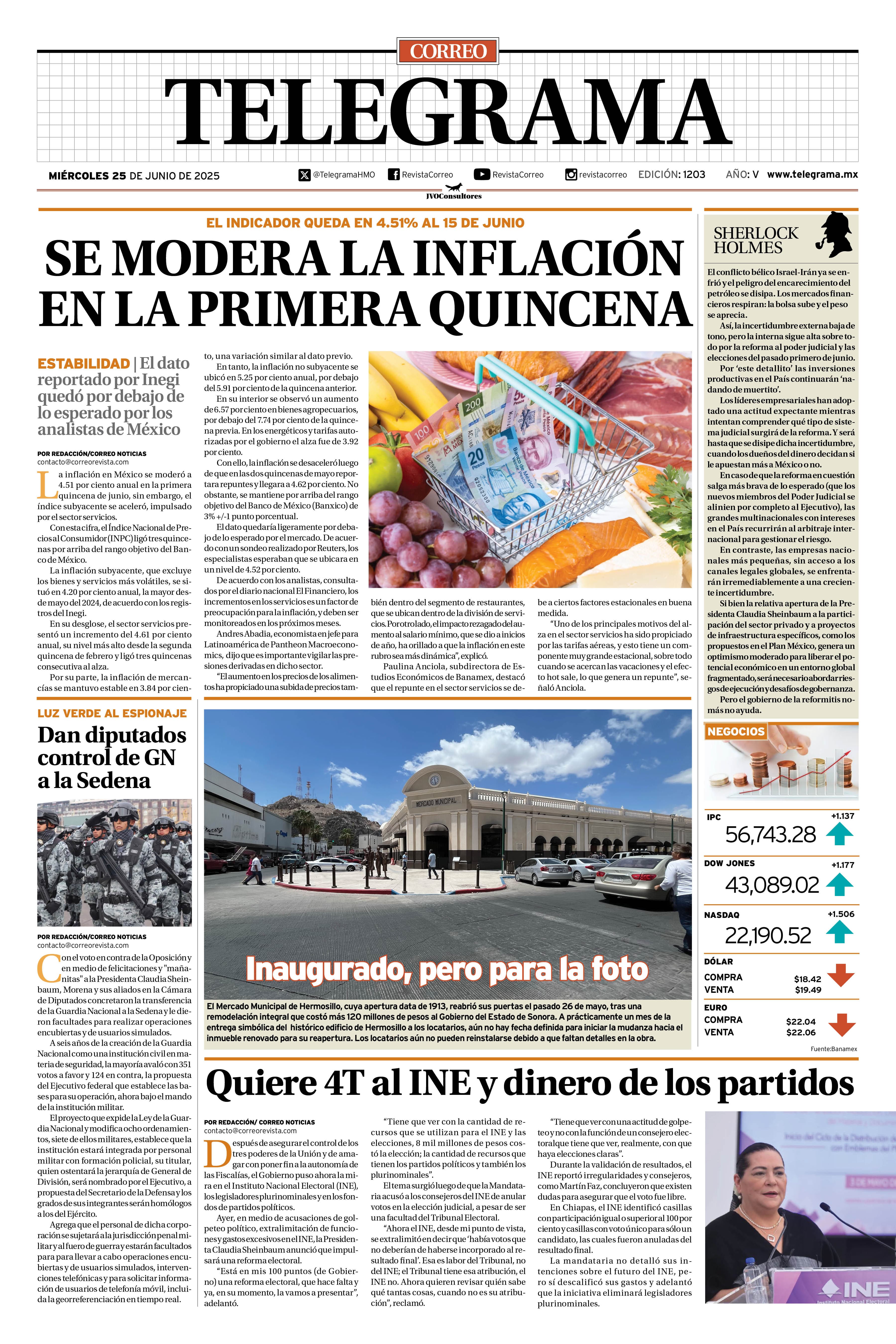 Portada de la edición TELEGRAMA 1203