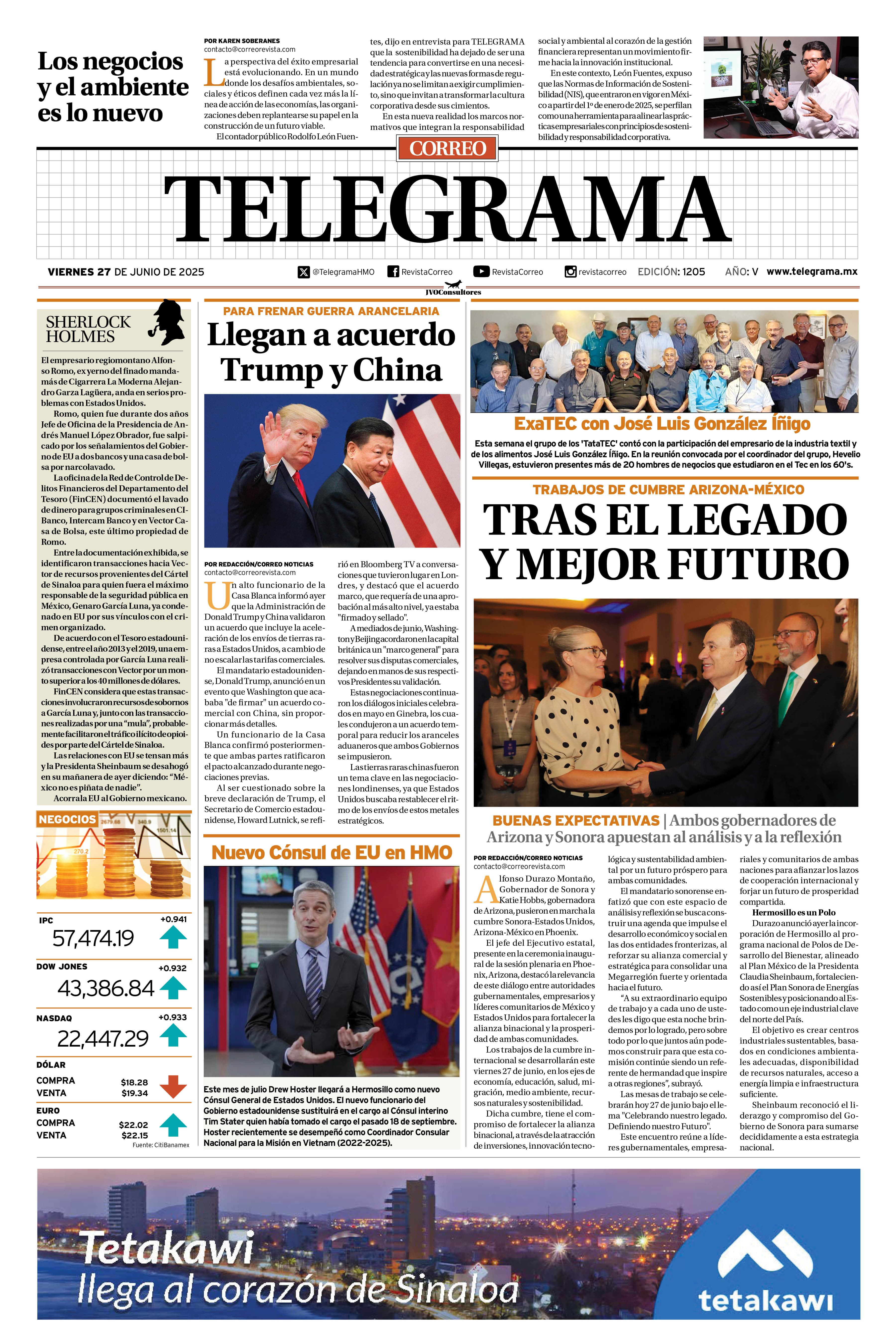 Portada de la edición TELEGRAMA 1205