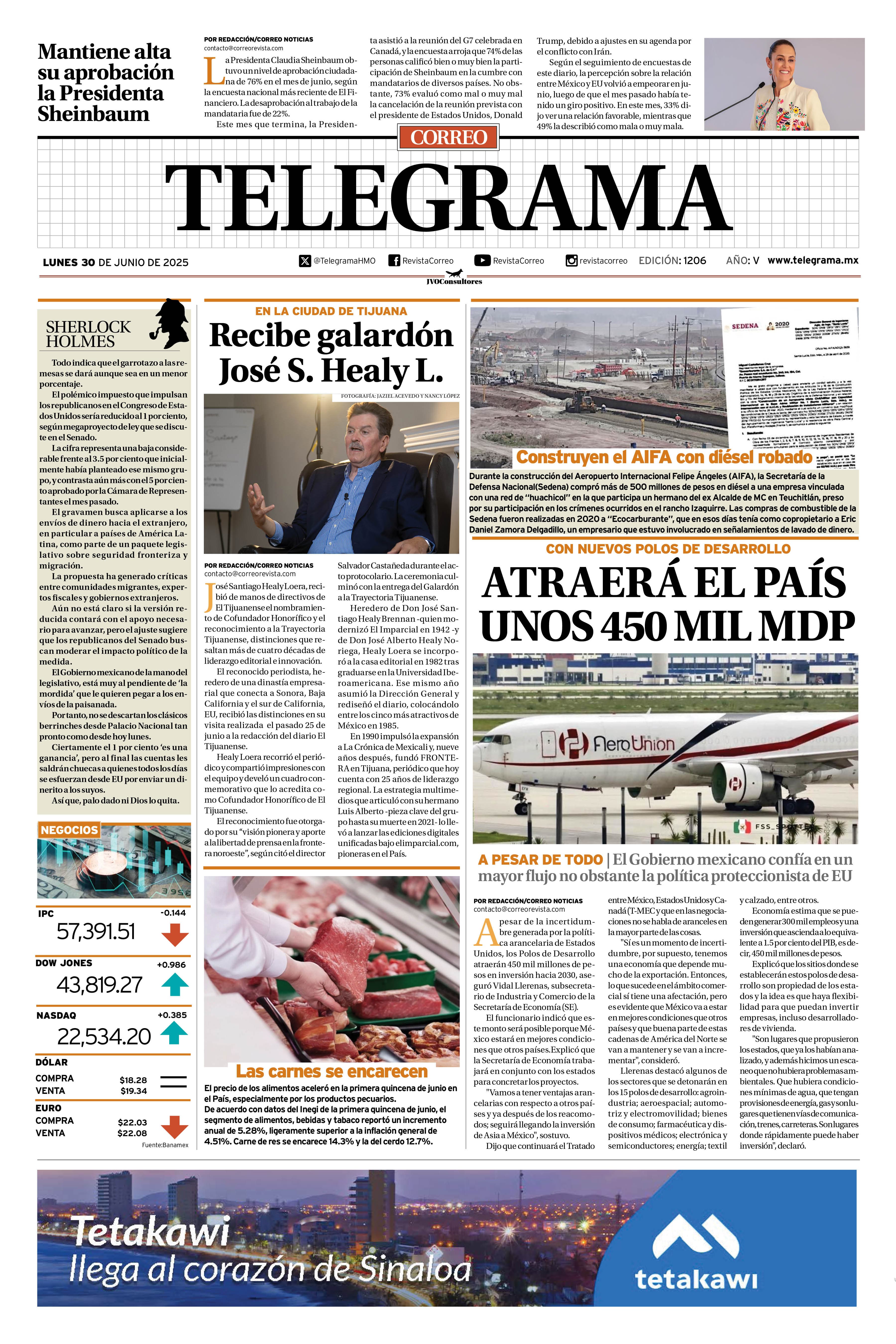 Portada de la edición TELEGRAMA 1206