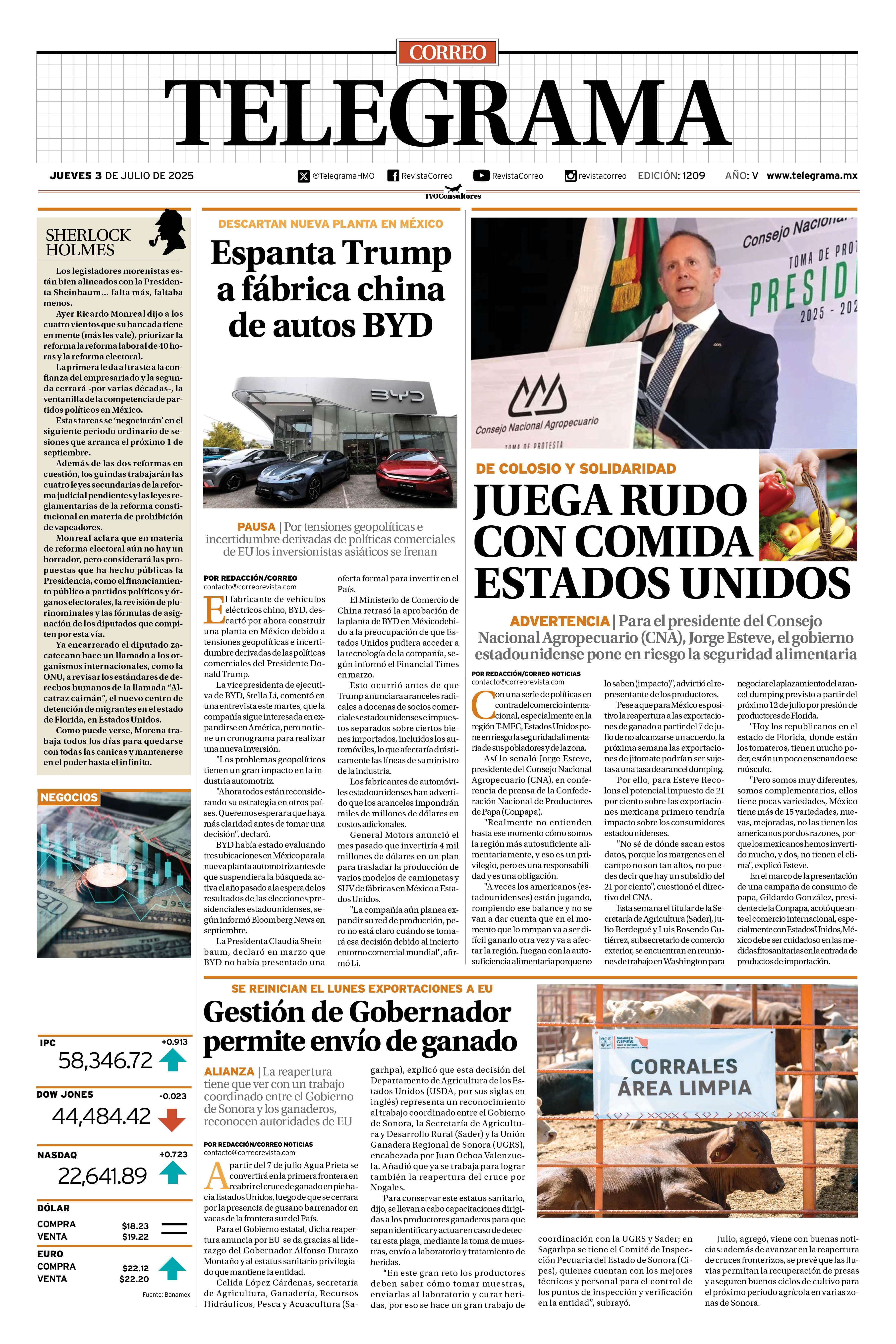 Portada de la edición TELEGRAMA 1209