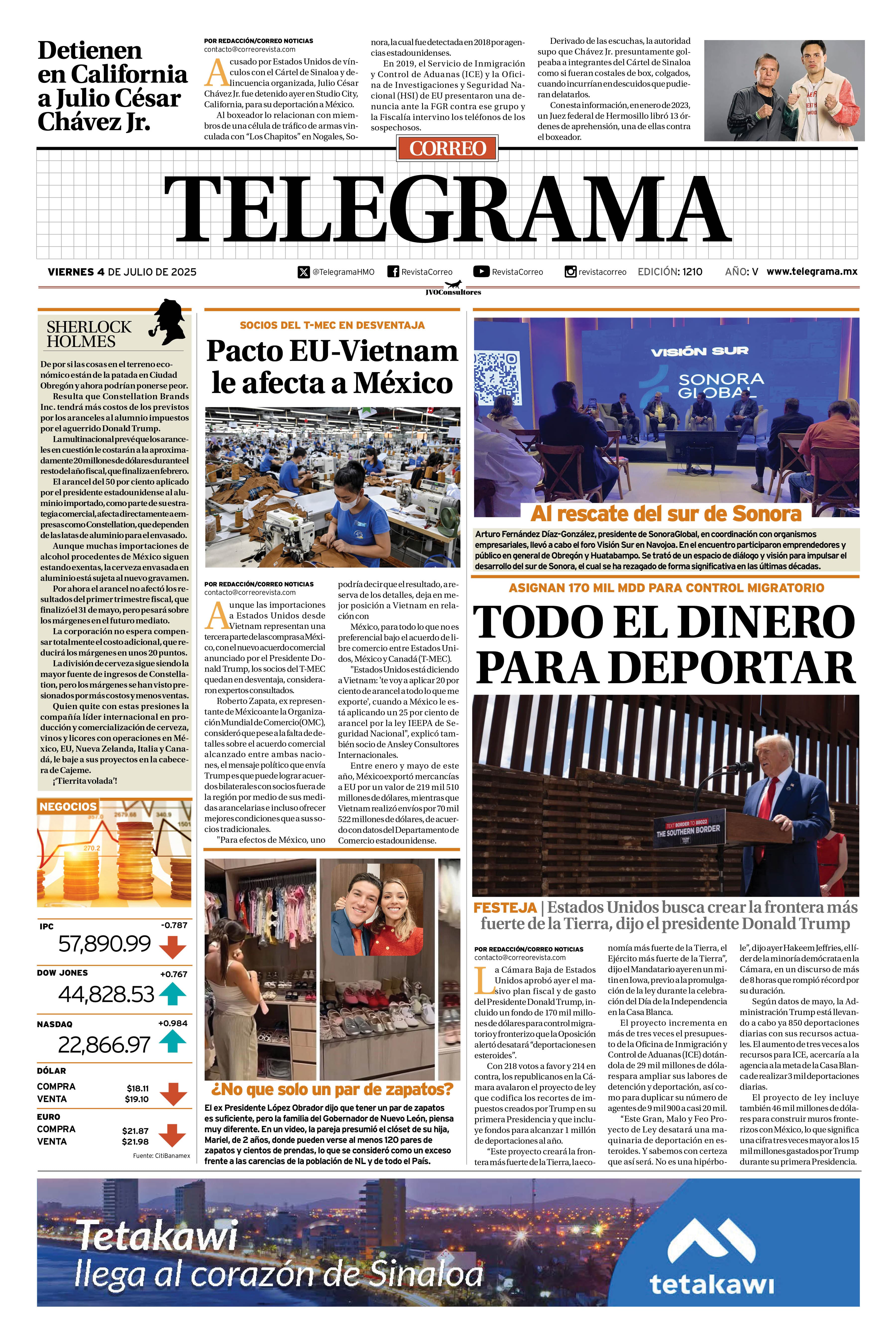 Portada de la edición TELEGRAMA 1210