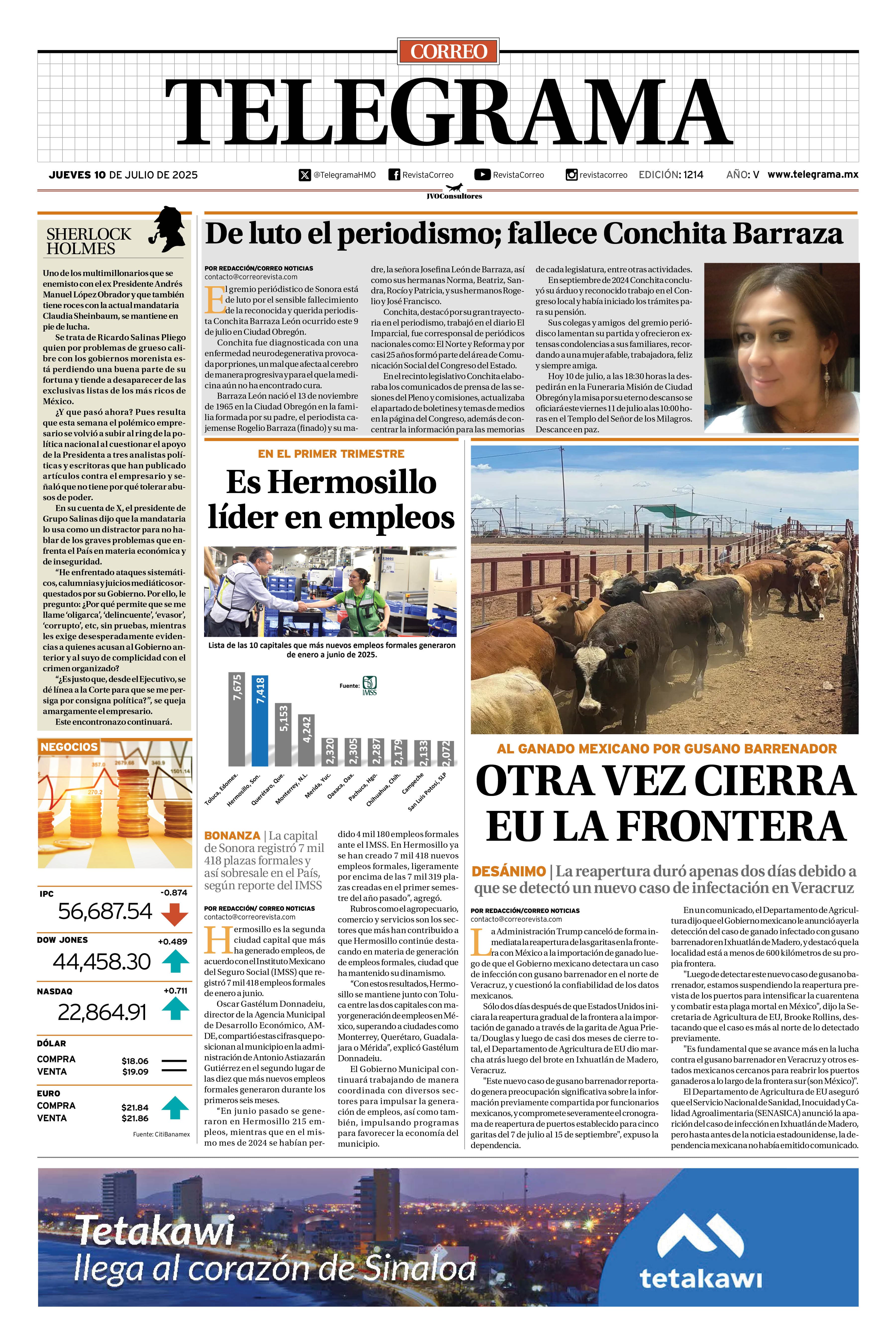Portada de la edición TELEGRAMA 1214