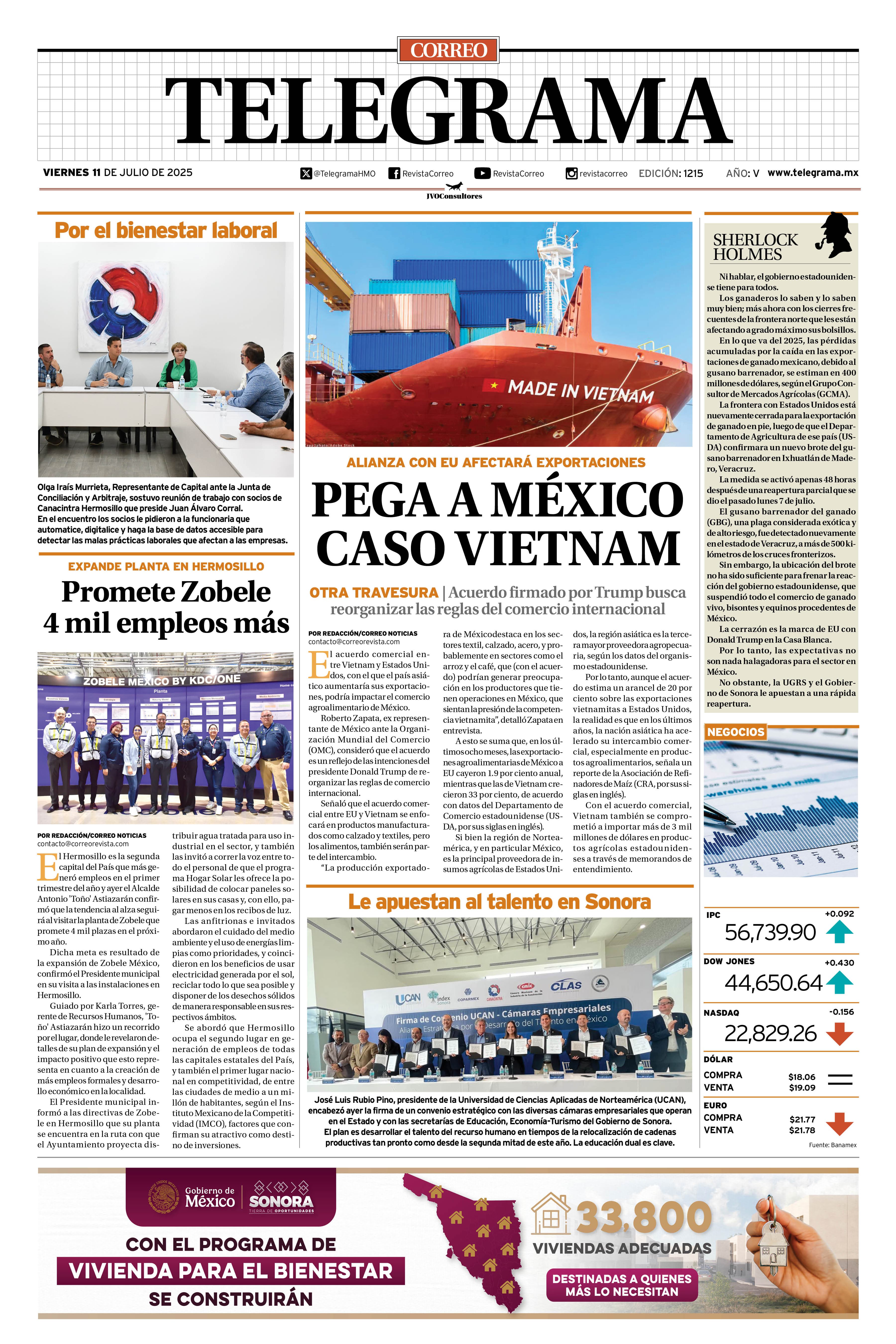 Portada de la edición TELEGRAMA 1215