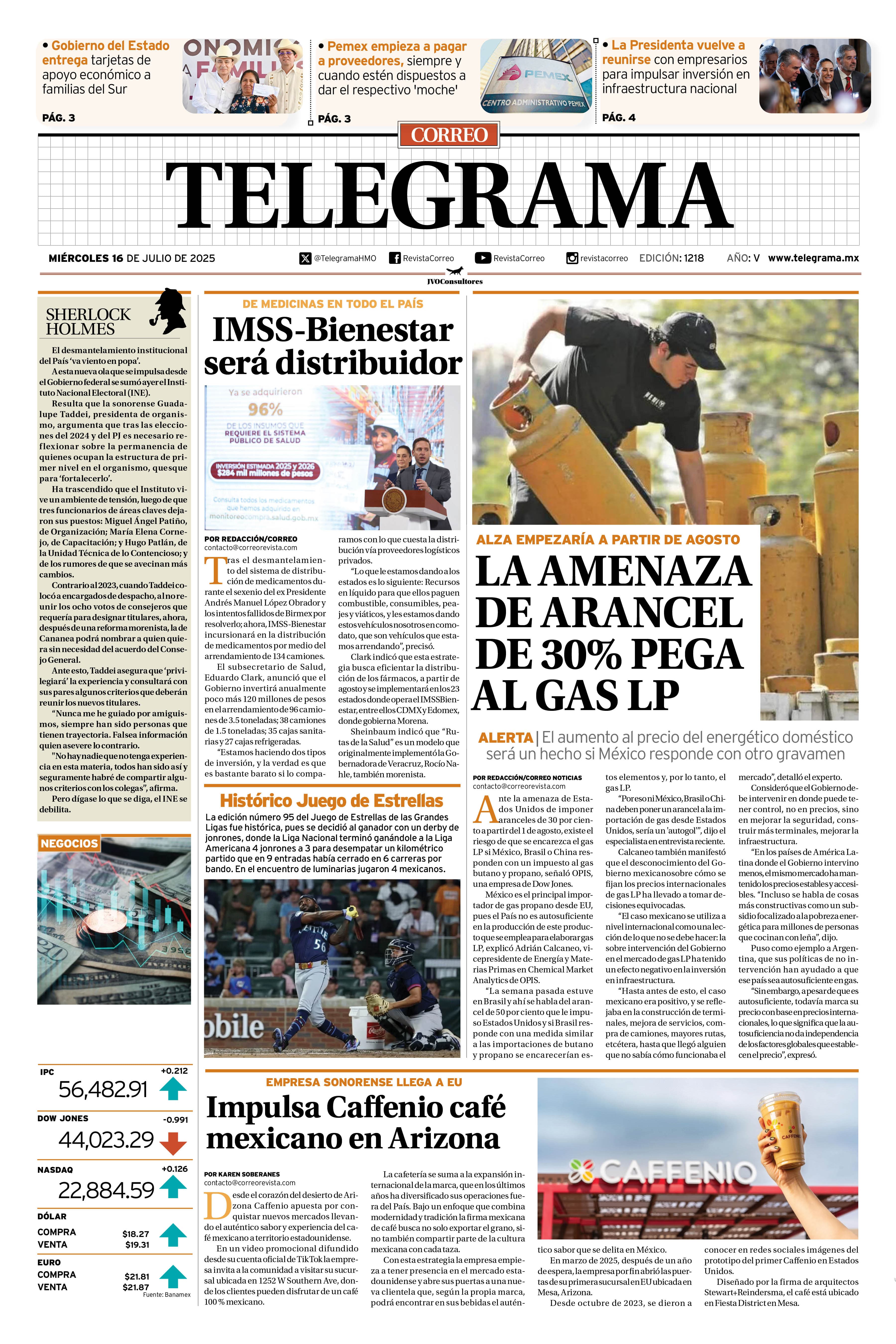 Portada de la edición TELEGRAMA 1218
