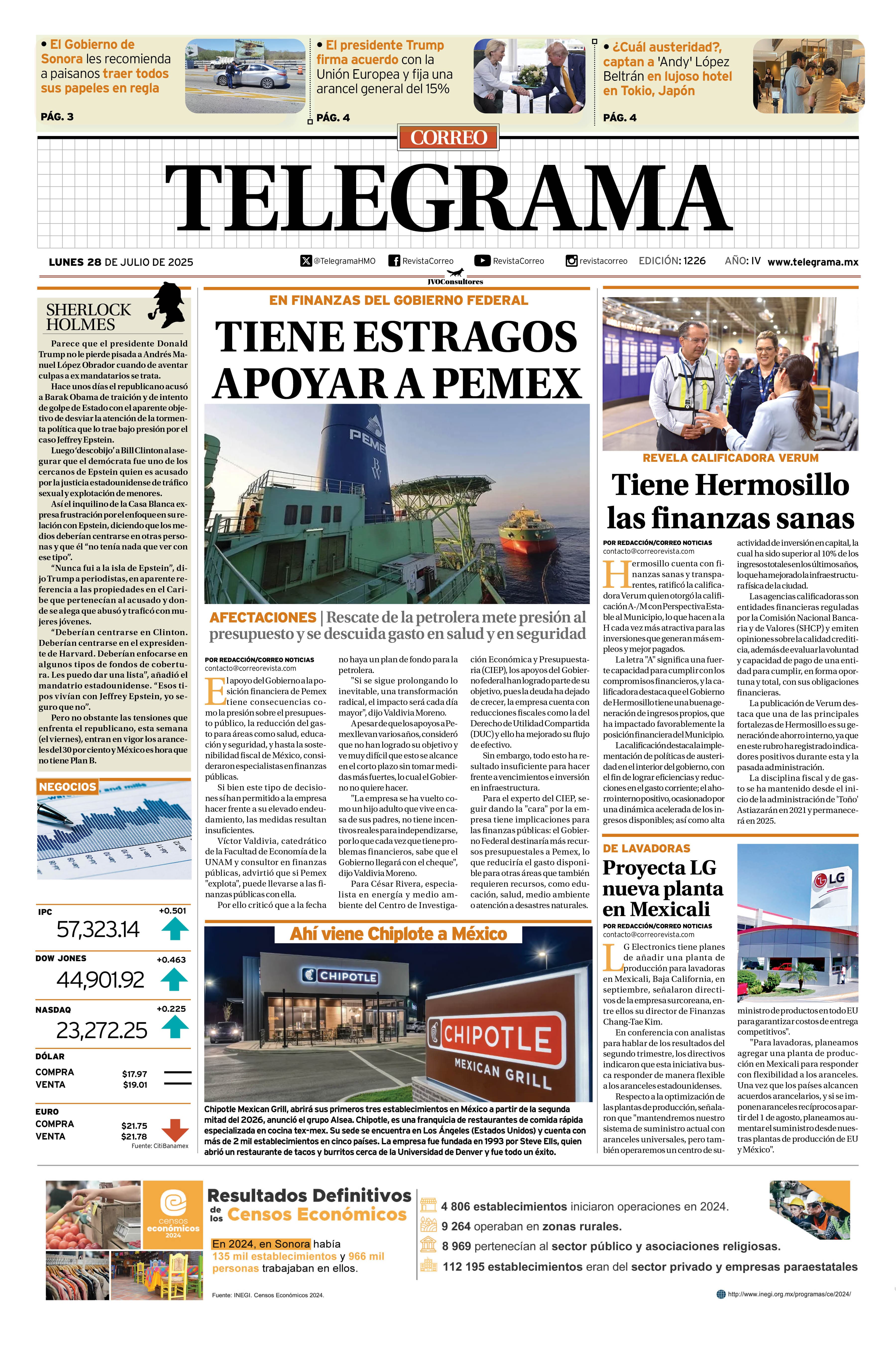 Portada de la edición TELEGRAMA 1226