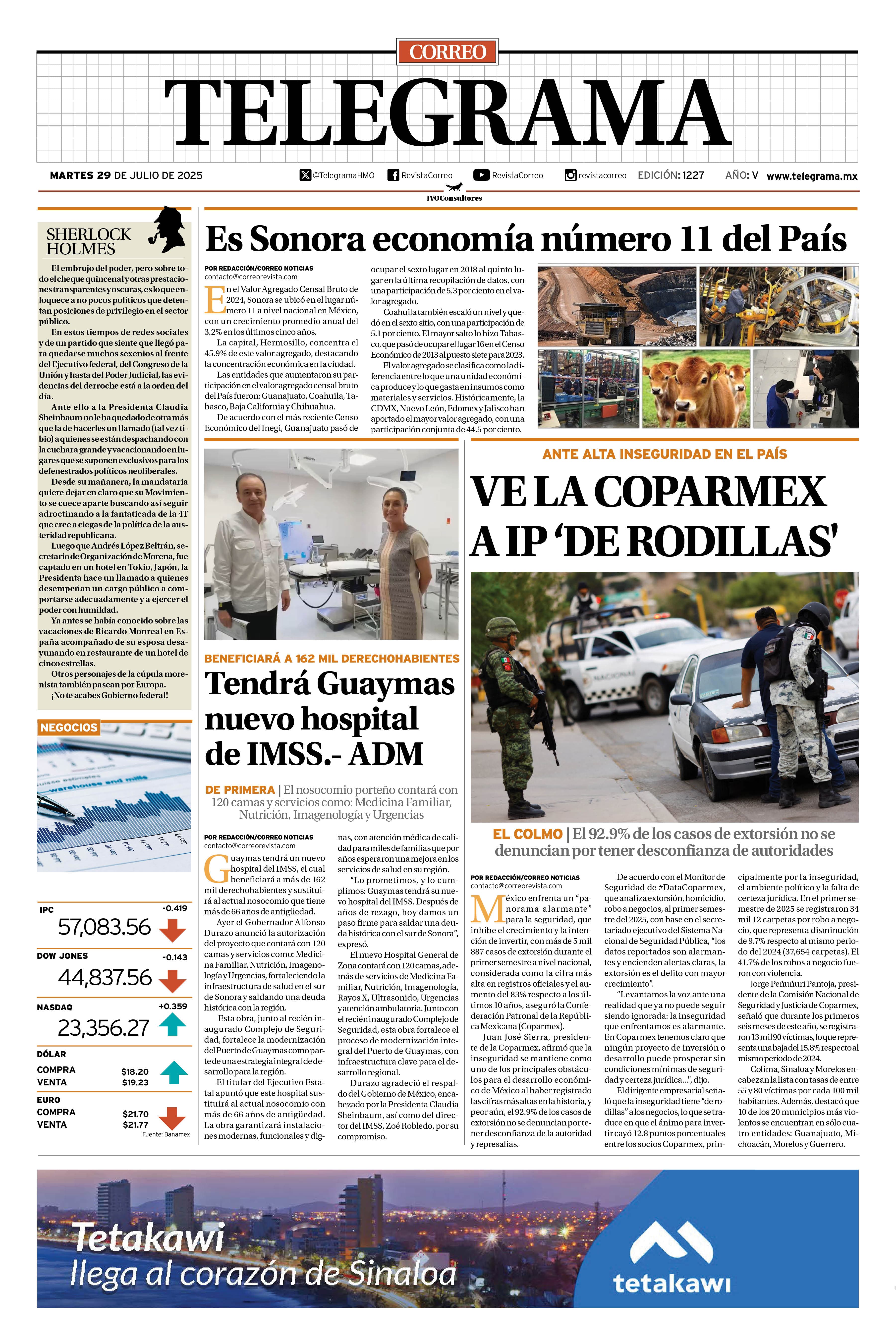 Portada de la edición TELEGRAMA 1227