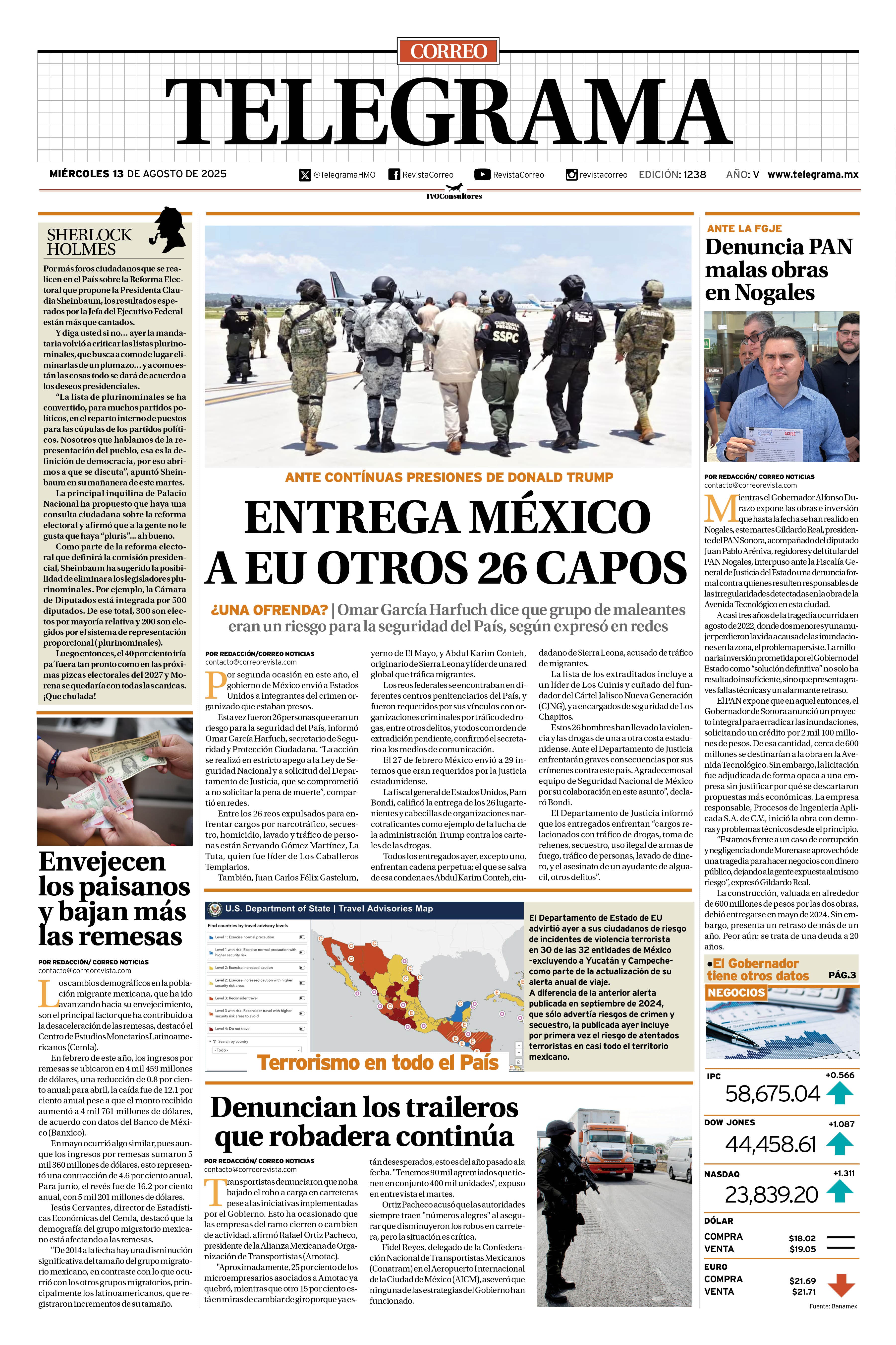 Portada de la edición TELEGRAMA 1238