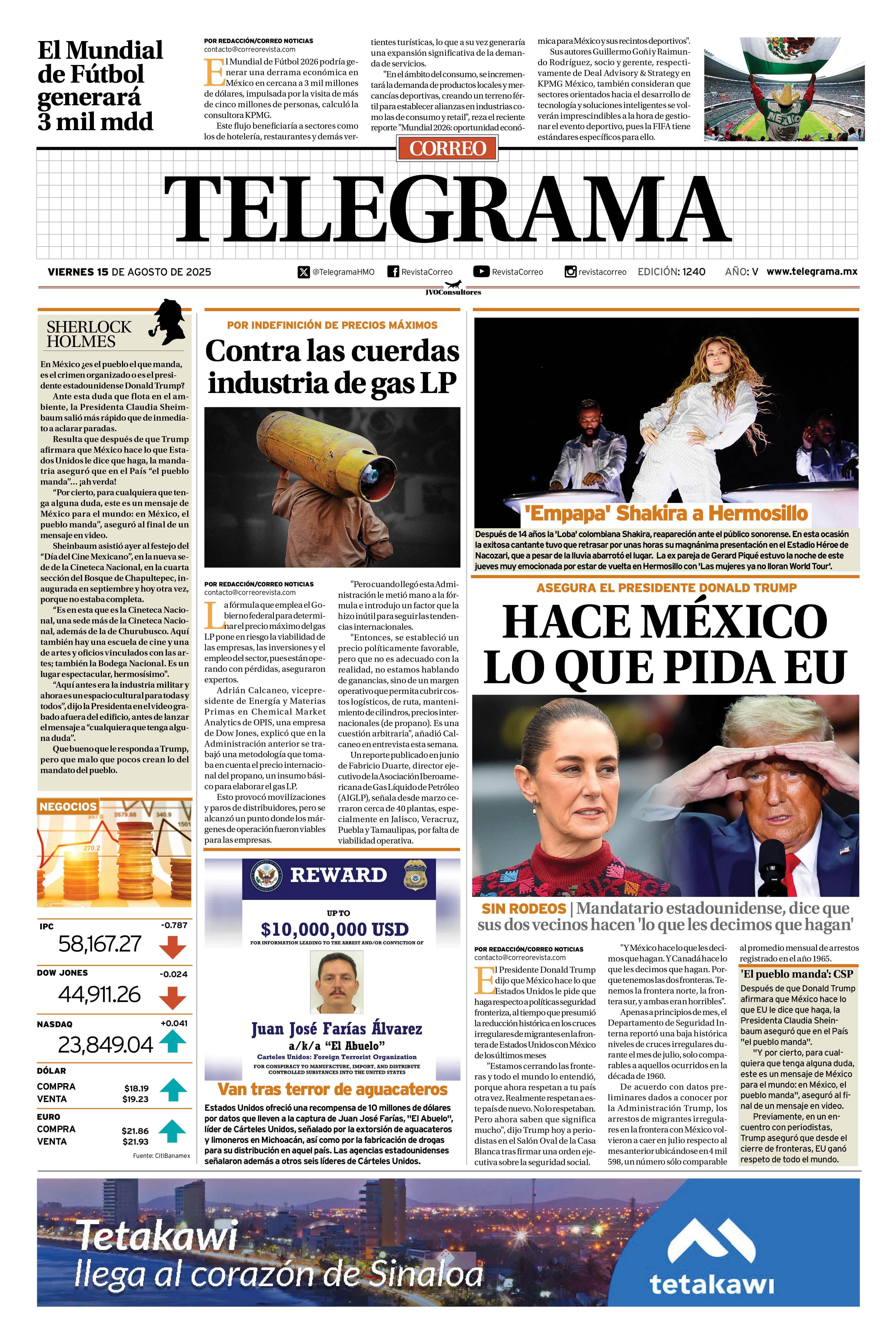 Portada de la edición TELEGRAMA 1240