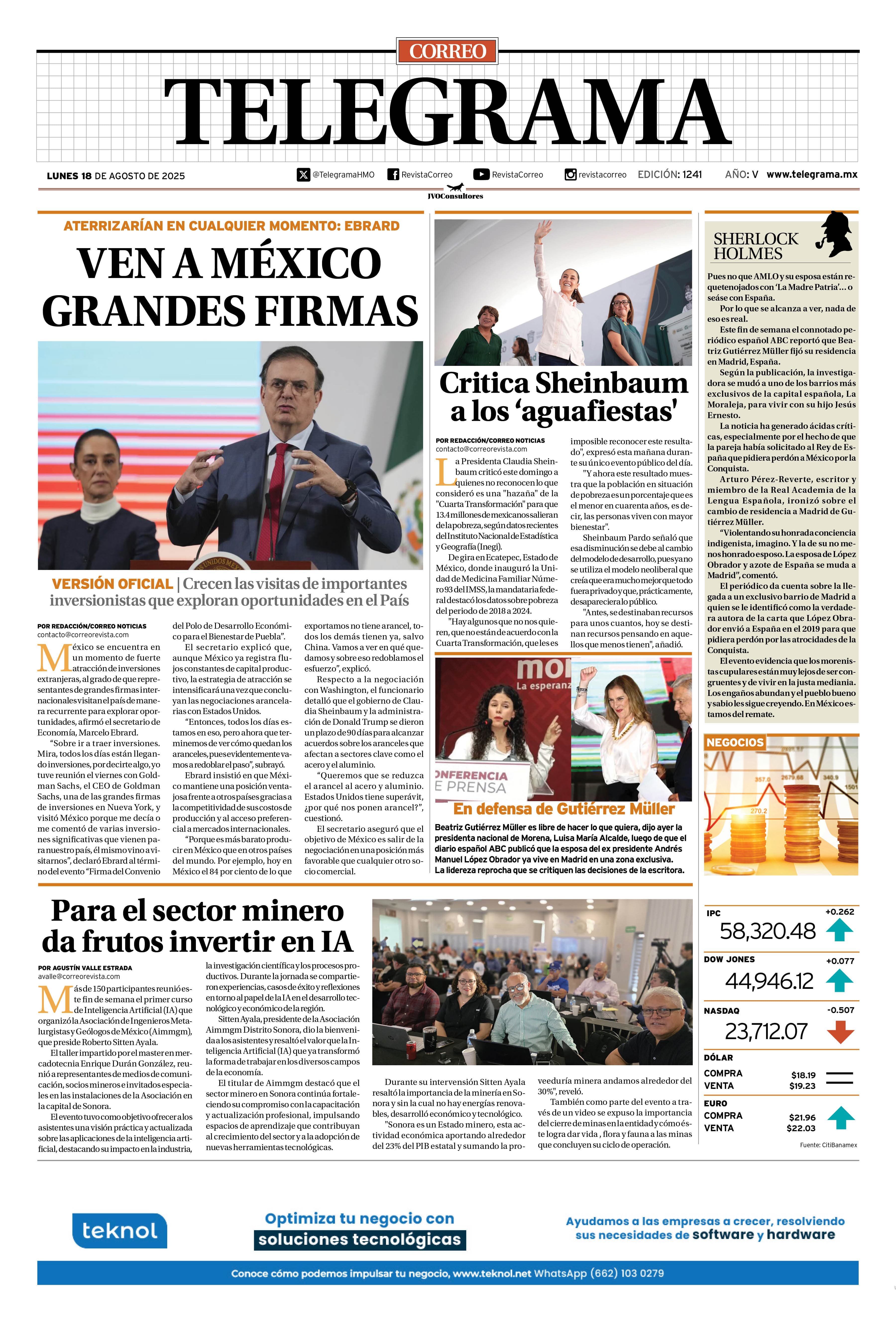 Portada de la edición TELEGRAMA 1241