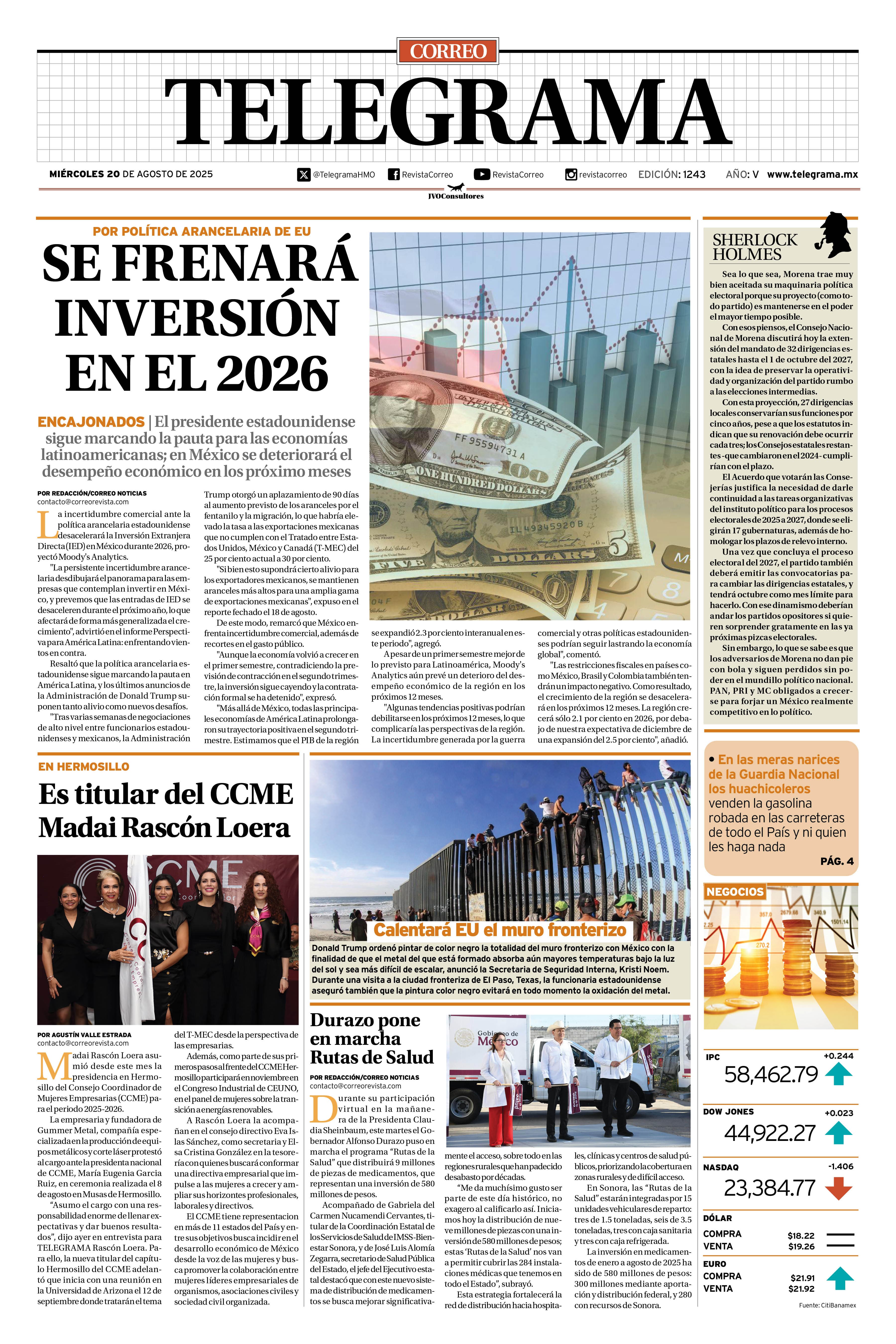 Portada de la edición TELEGRAMA 1243