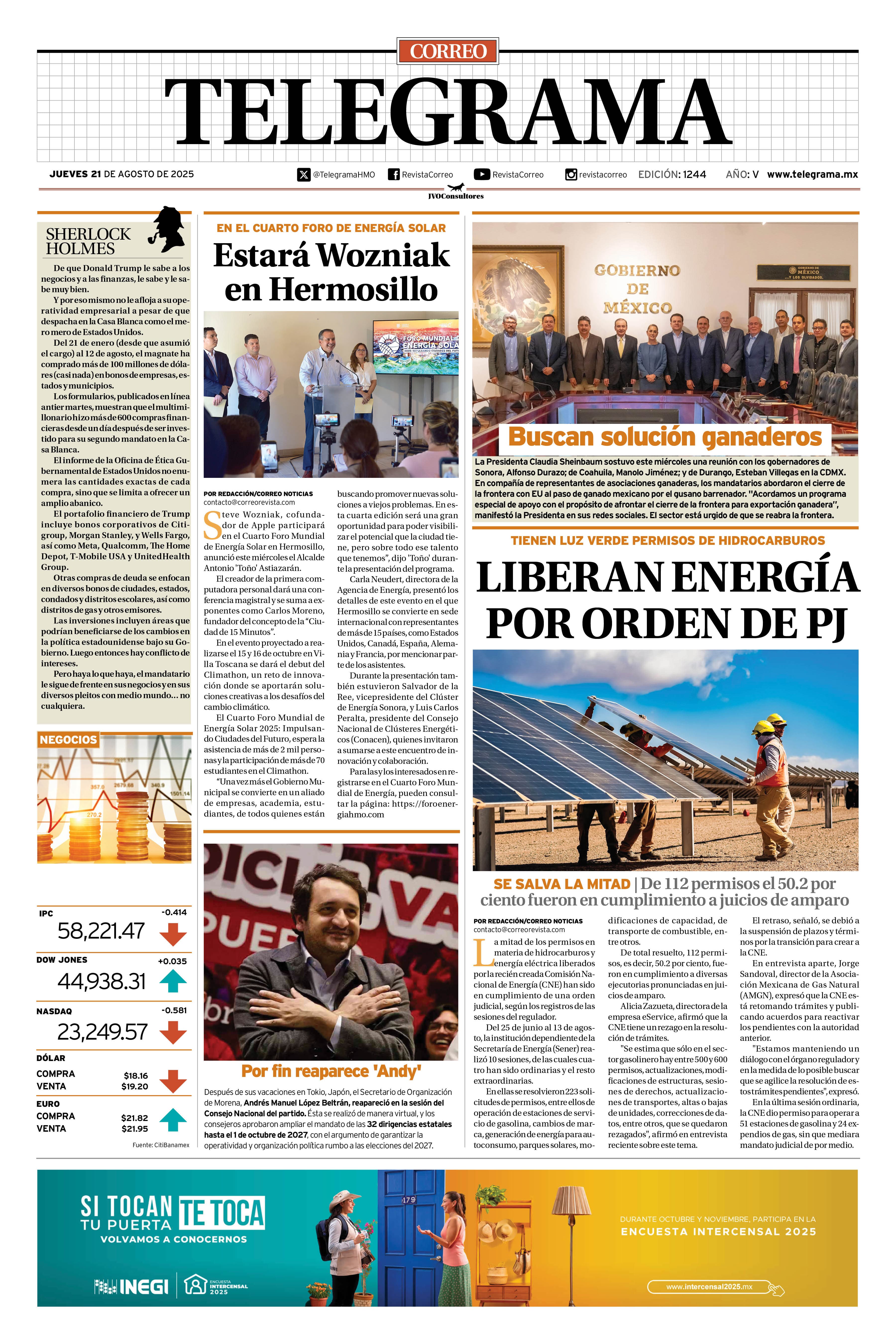 Portada de la edición TELEGRAMA 1244