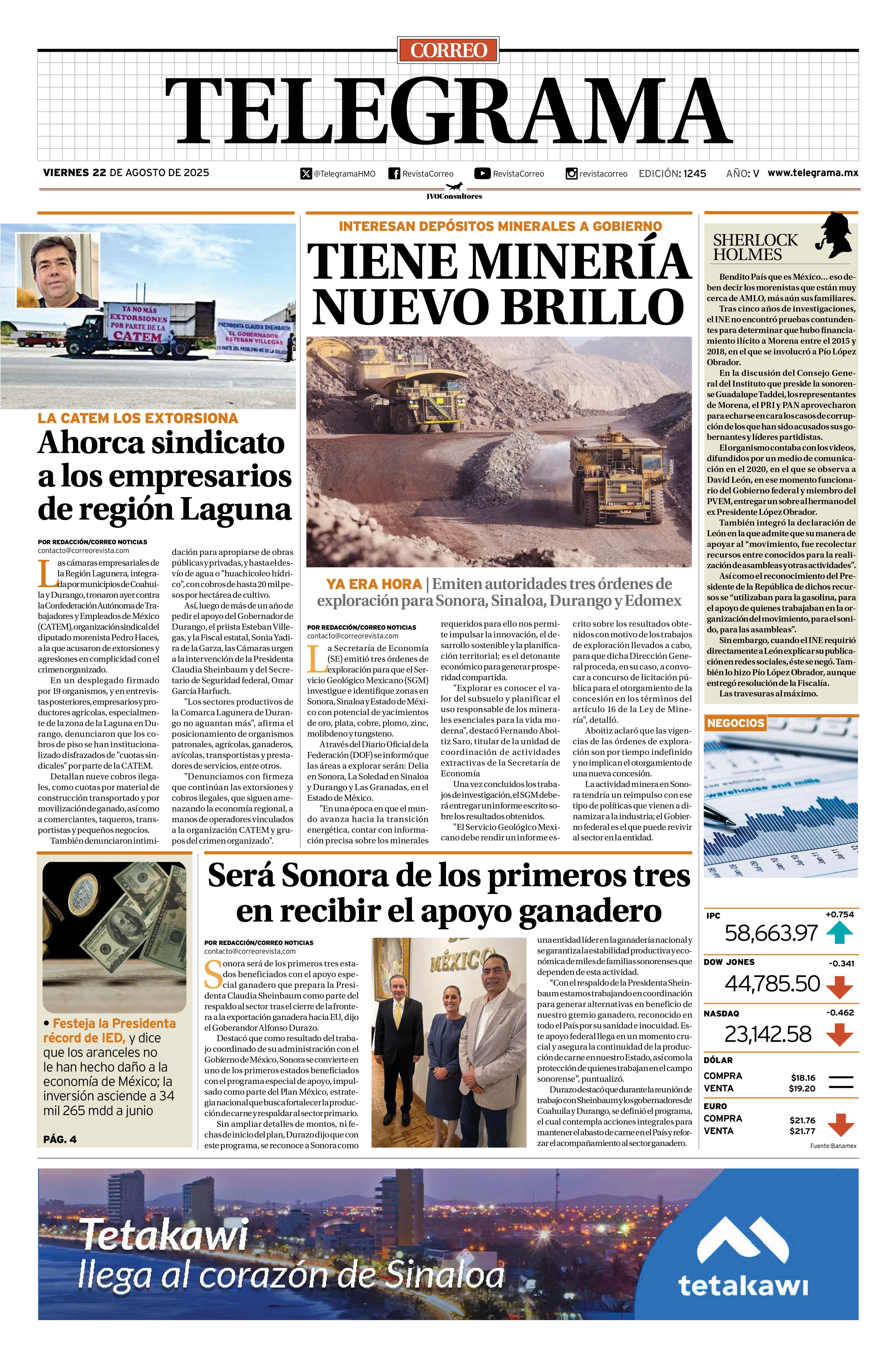 Portada de la edición TELEGRAMA 1245