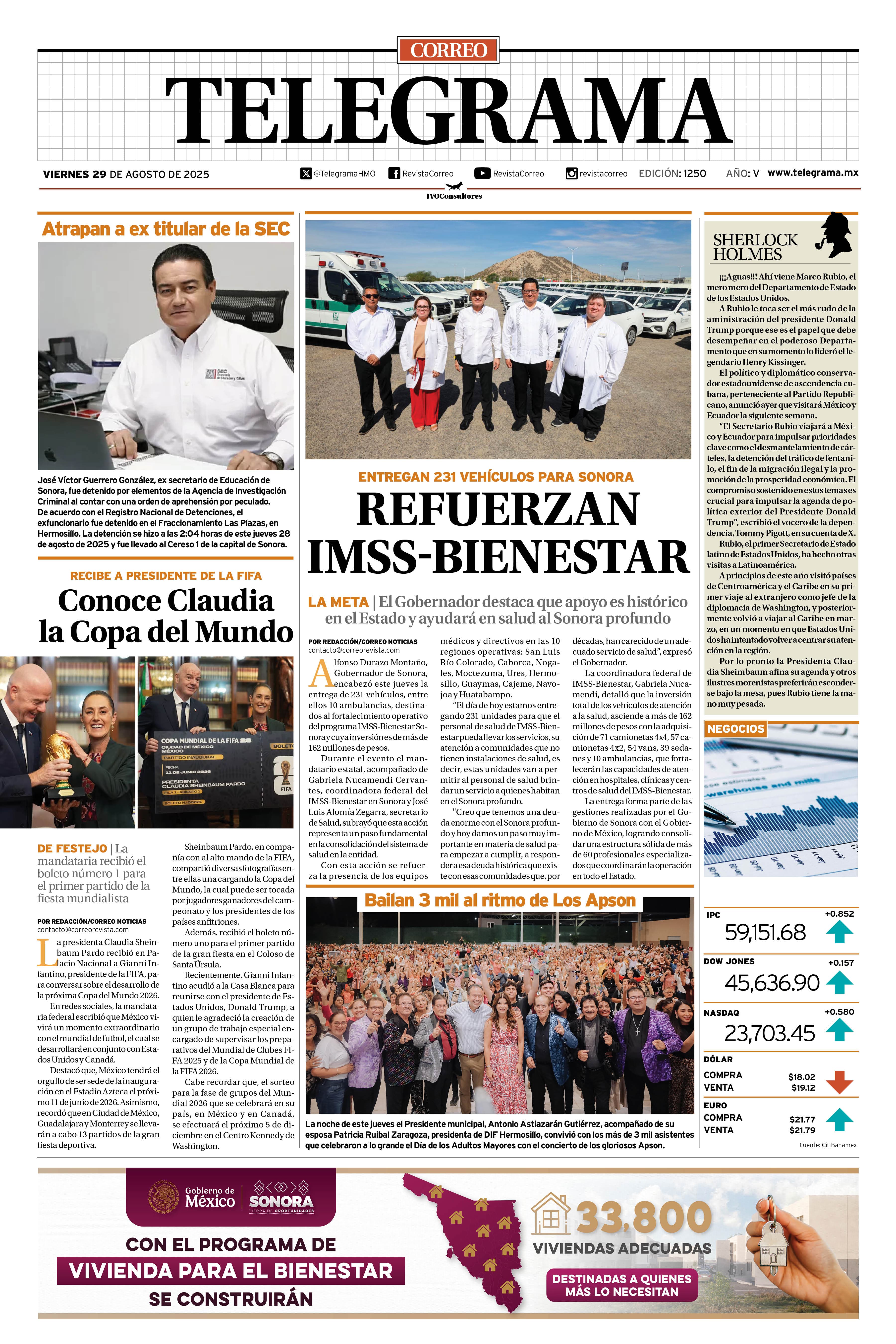 Portada de la edición TELEGRAMA 1250