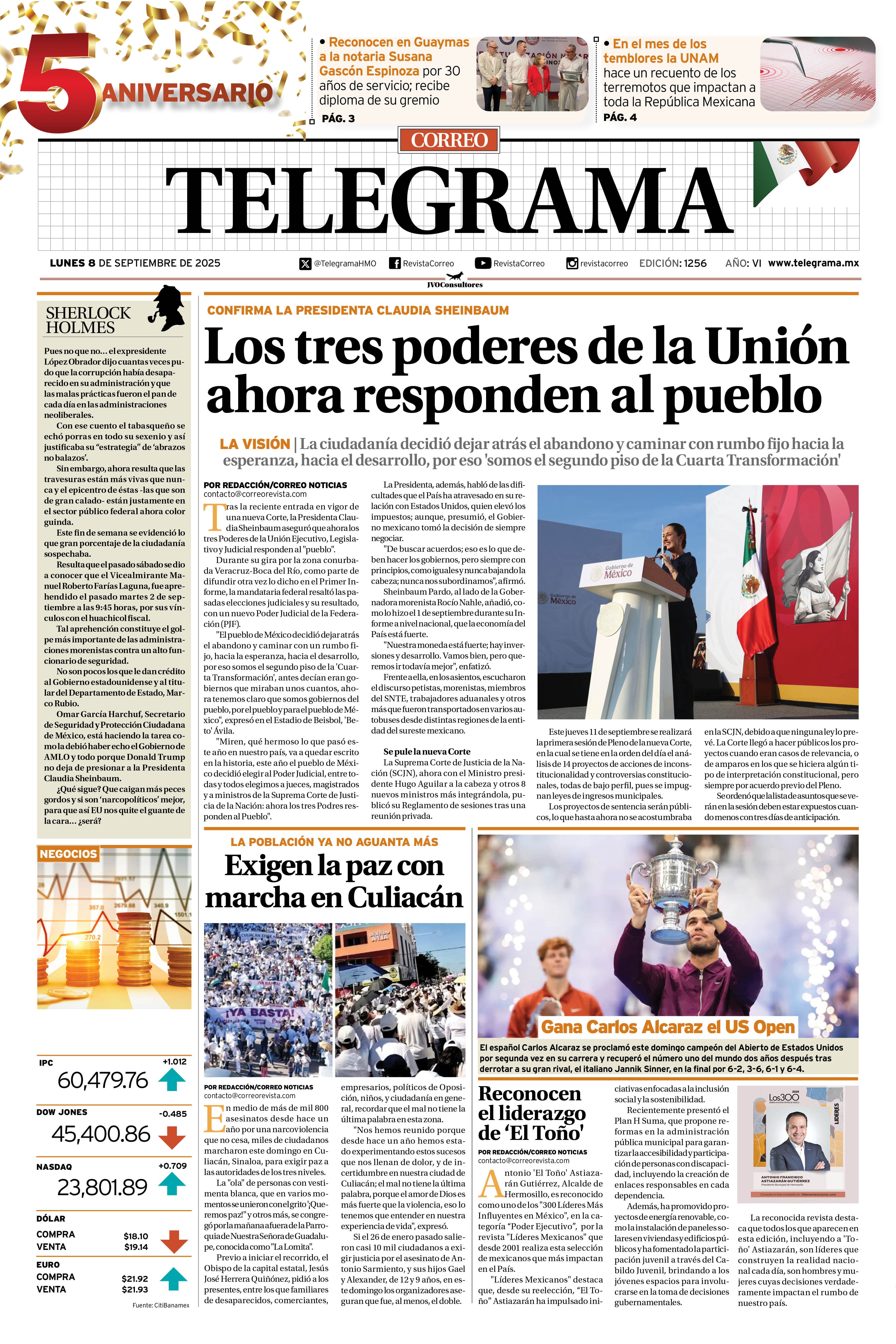 Portada de la edición TELEGRAMA 1256