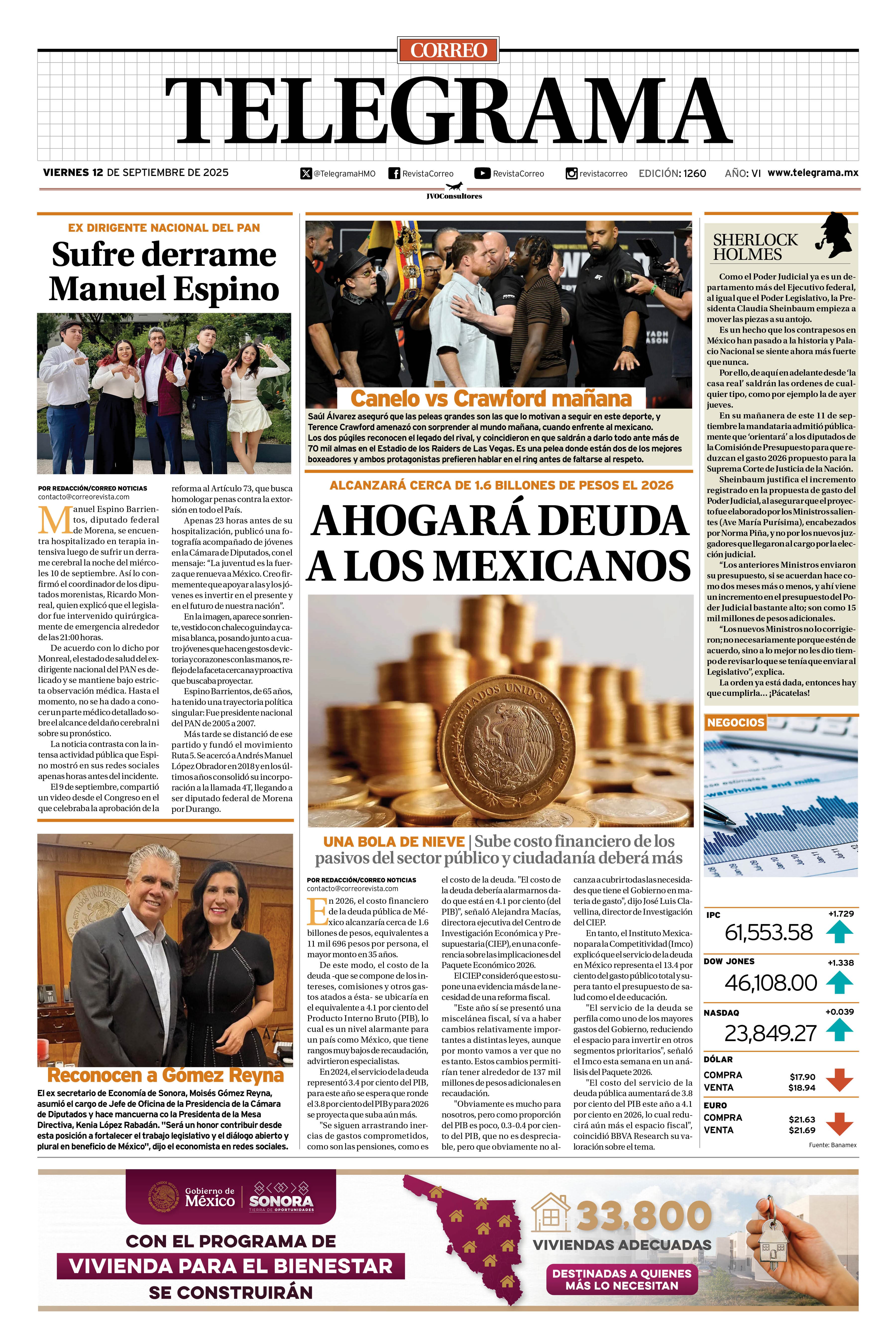 Portada de la edición TELEGRAMA 1260