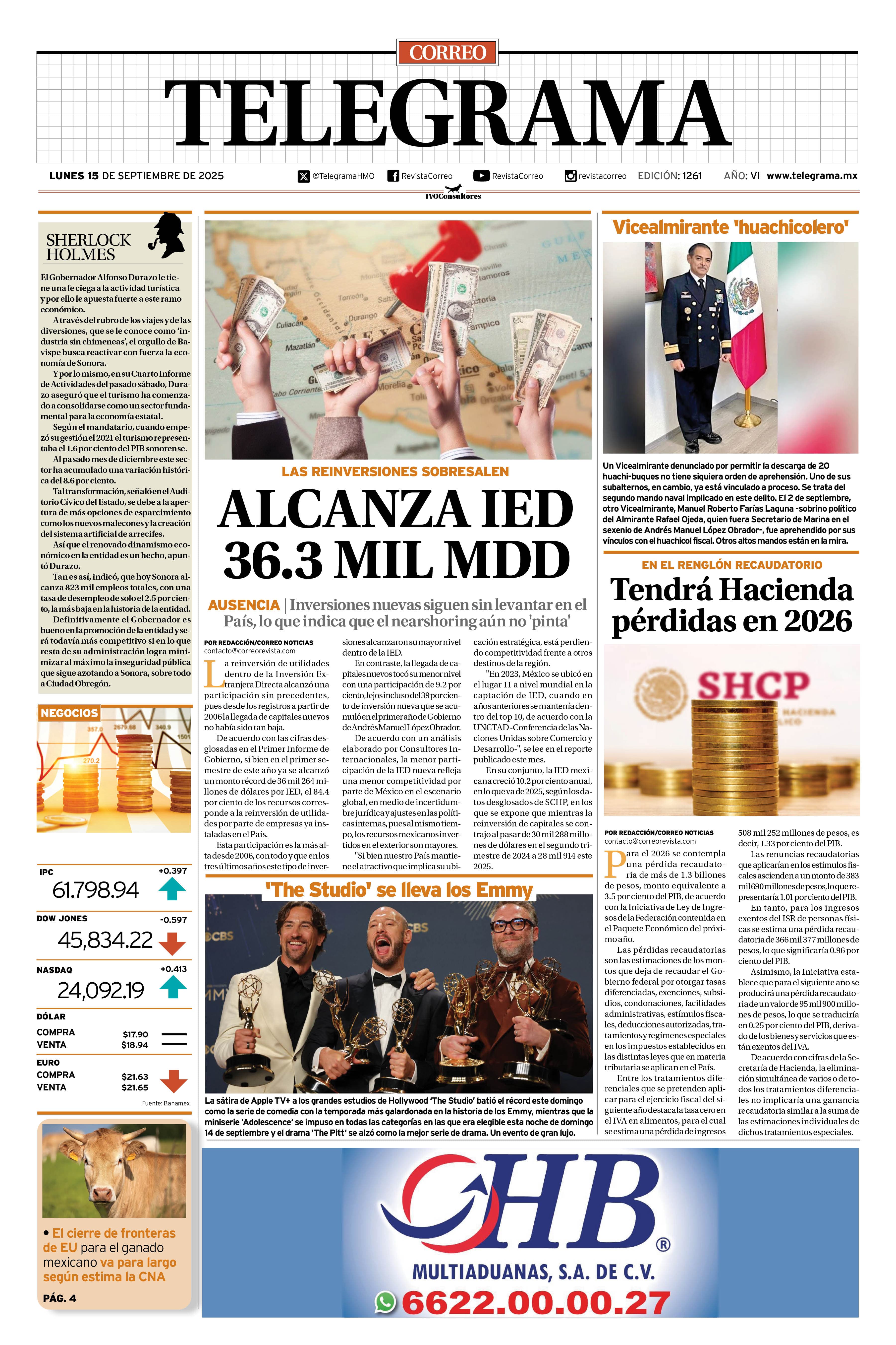 Portada de la edición TELEGRAMA 1261