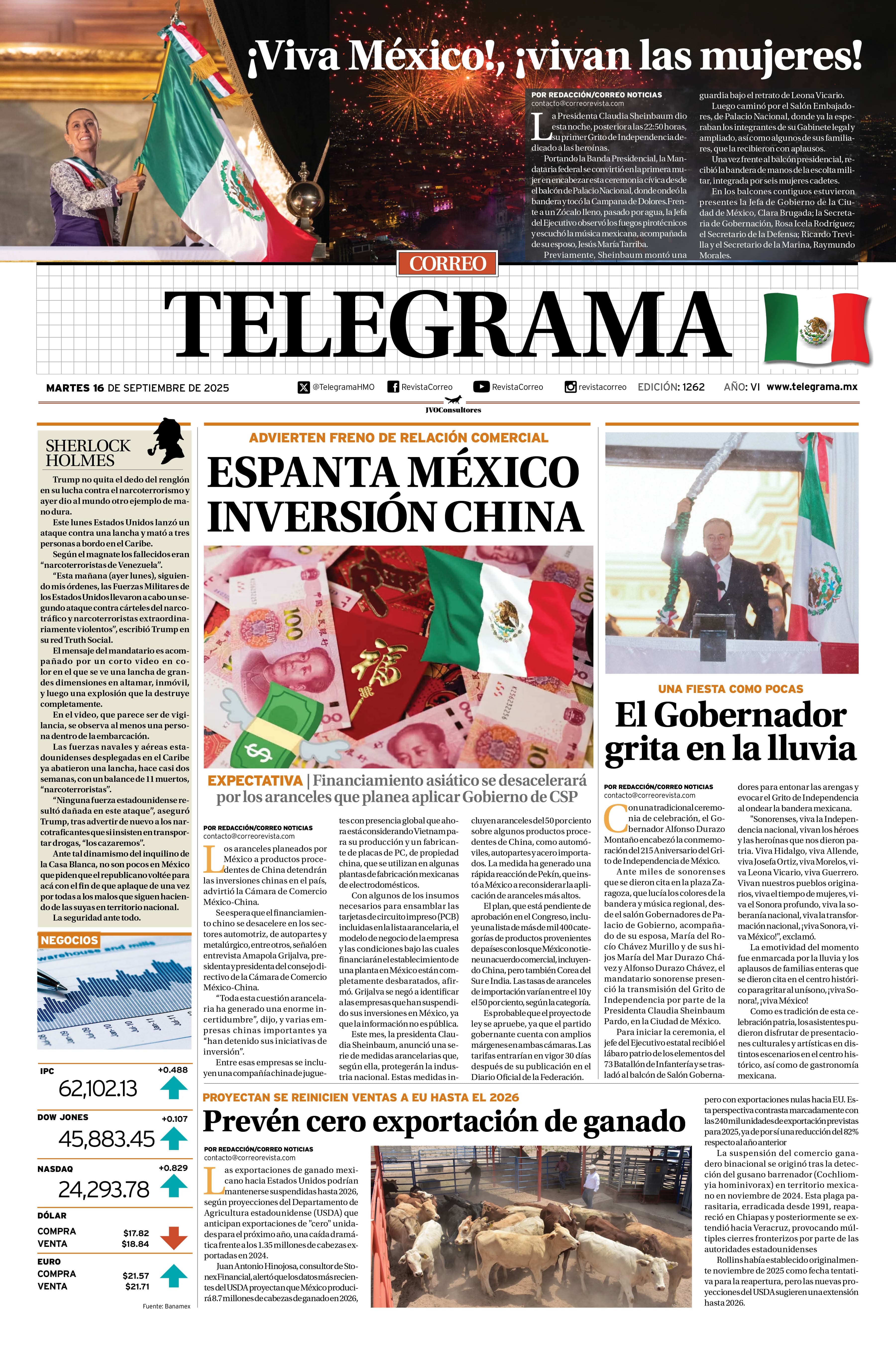 Portada de la edición TELEGRAMA 1262