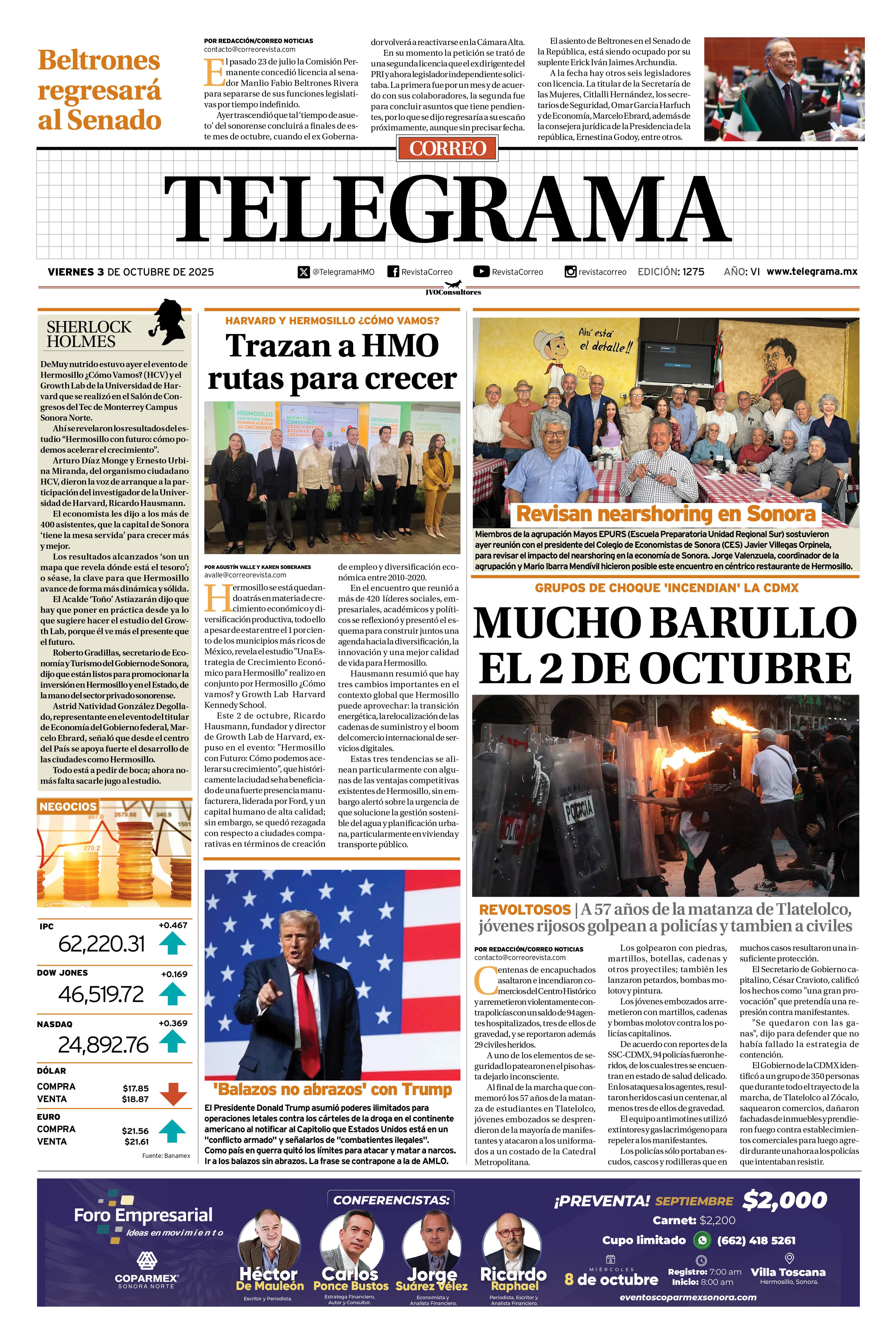 Portada de la edición TELEGRAMA 1275