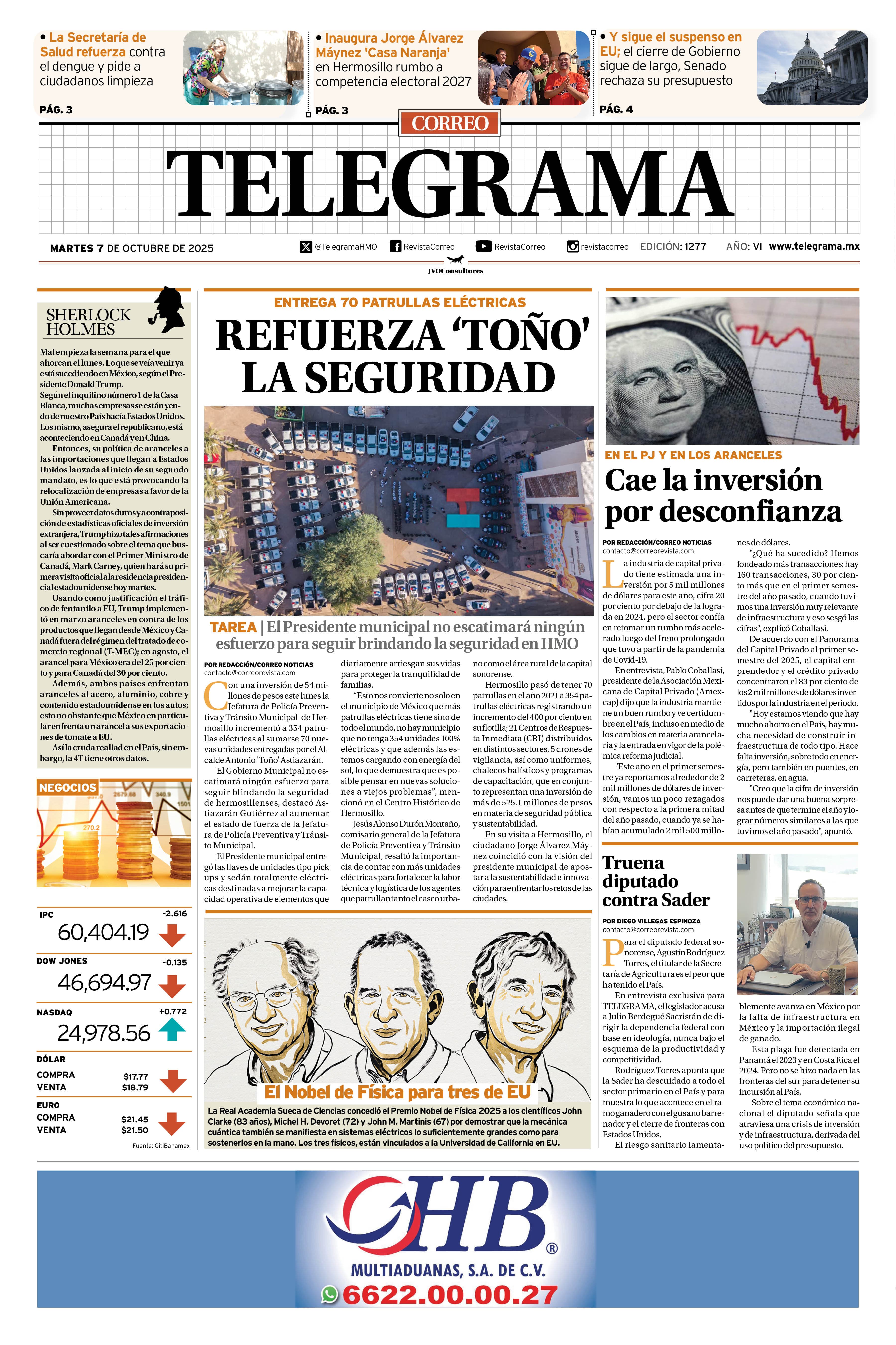 Portada de la edición TELEGRAMA 1277