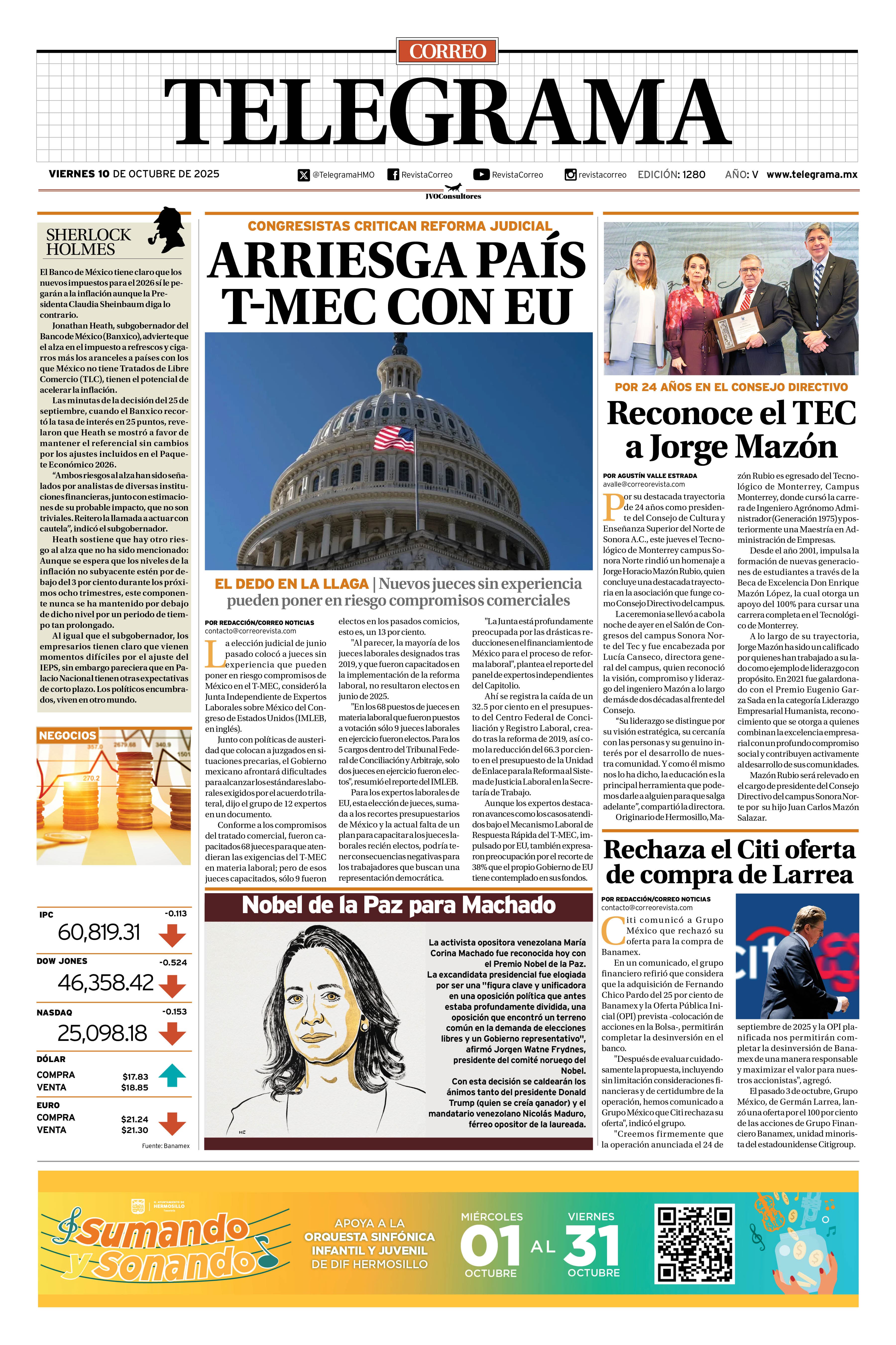 Portada de la edición TELEGRAMA 1280