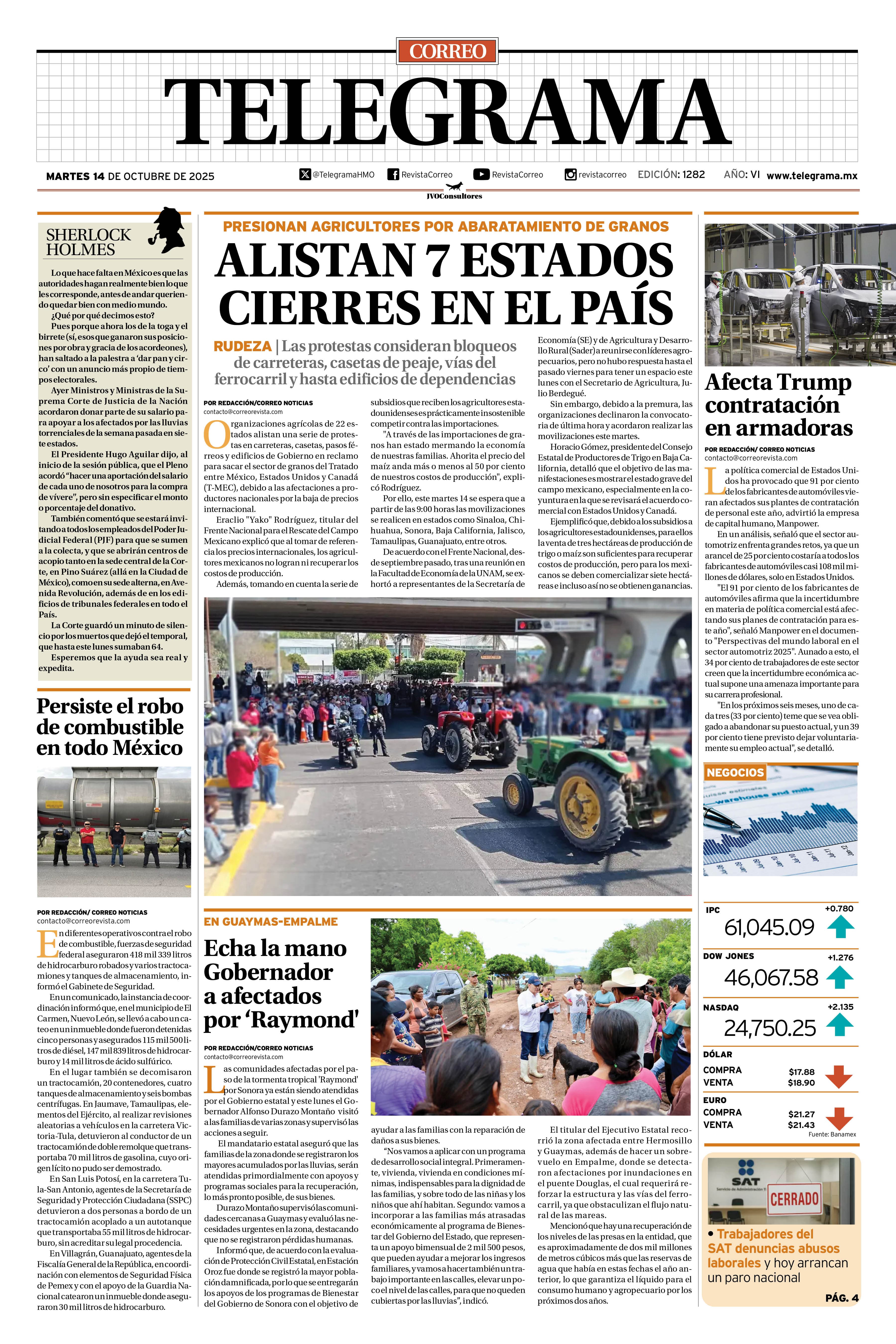 Portada de la edición TELEGRAMA 1282