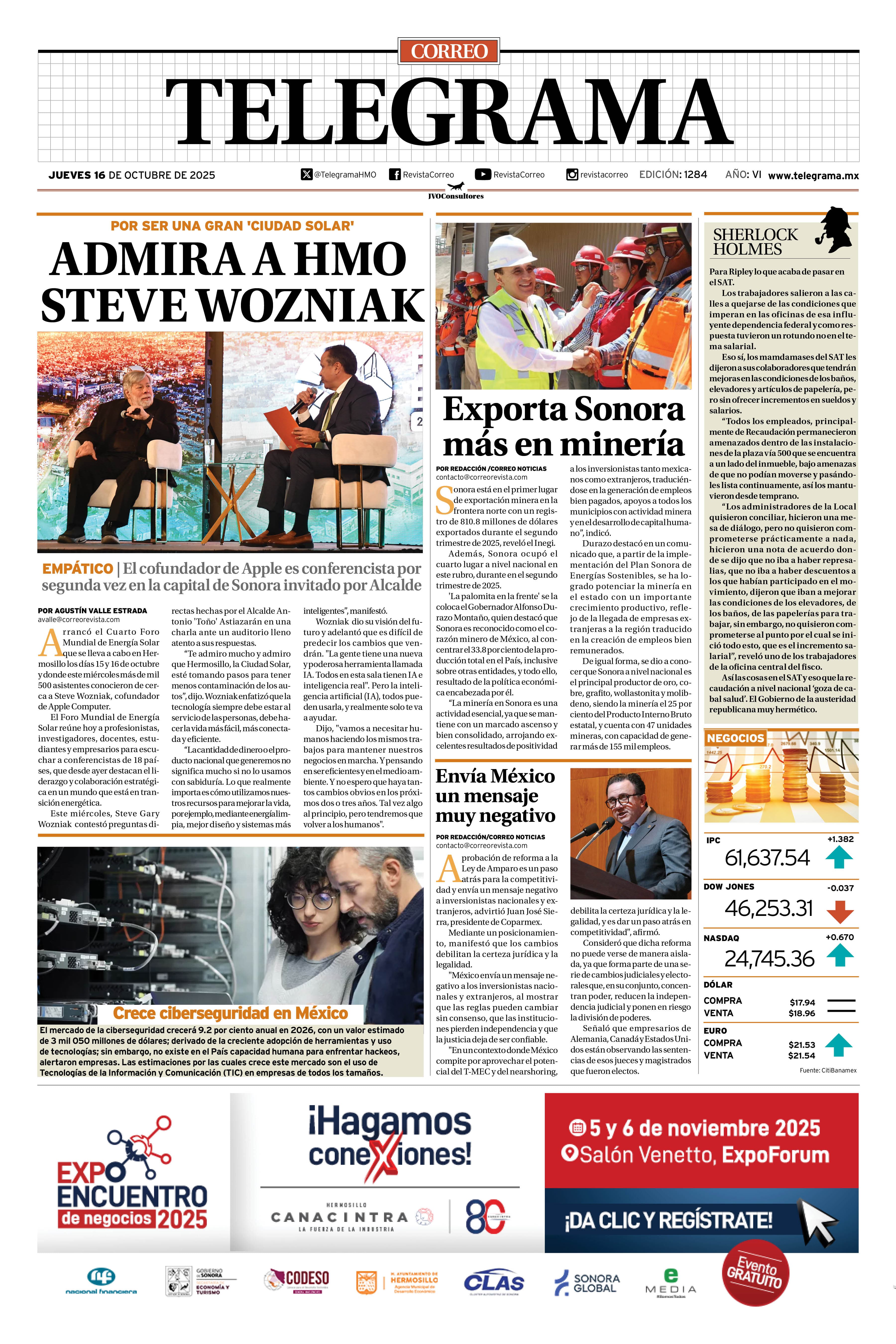 Portada de la edición TELEGRAMA 1284