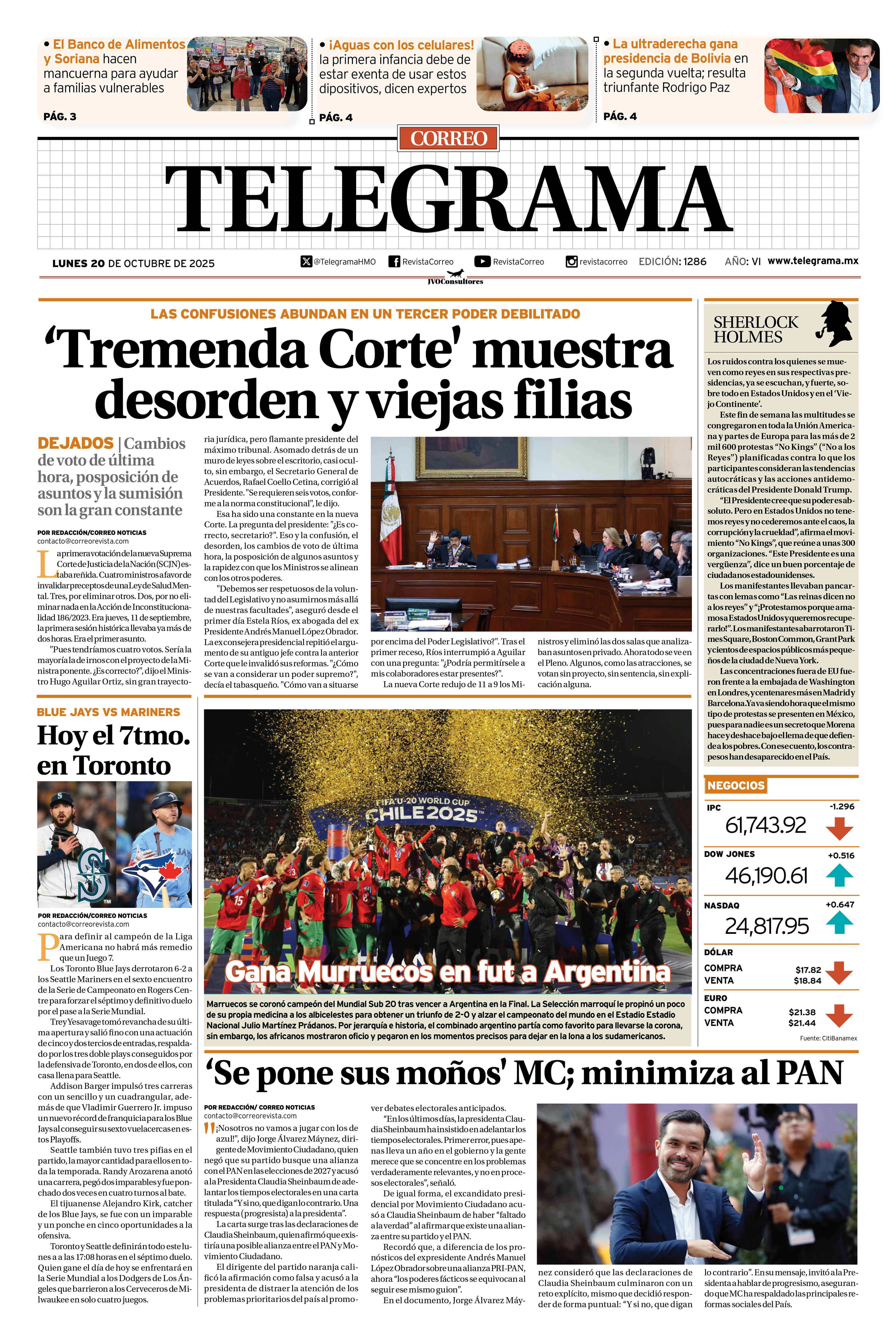 Portada de la edición TELEGRAMA 1286