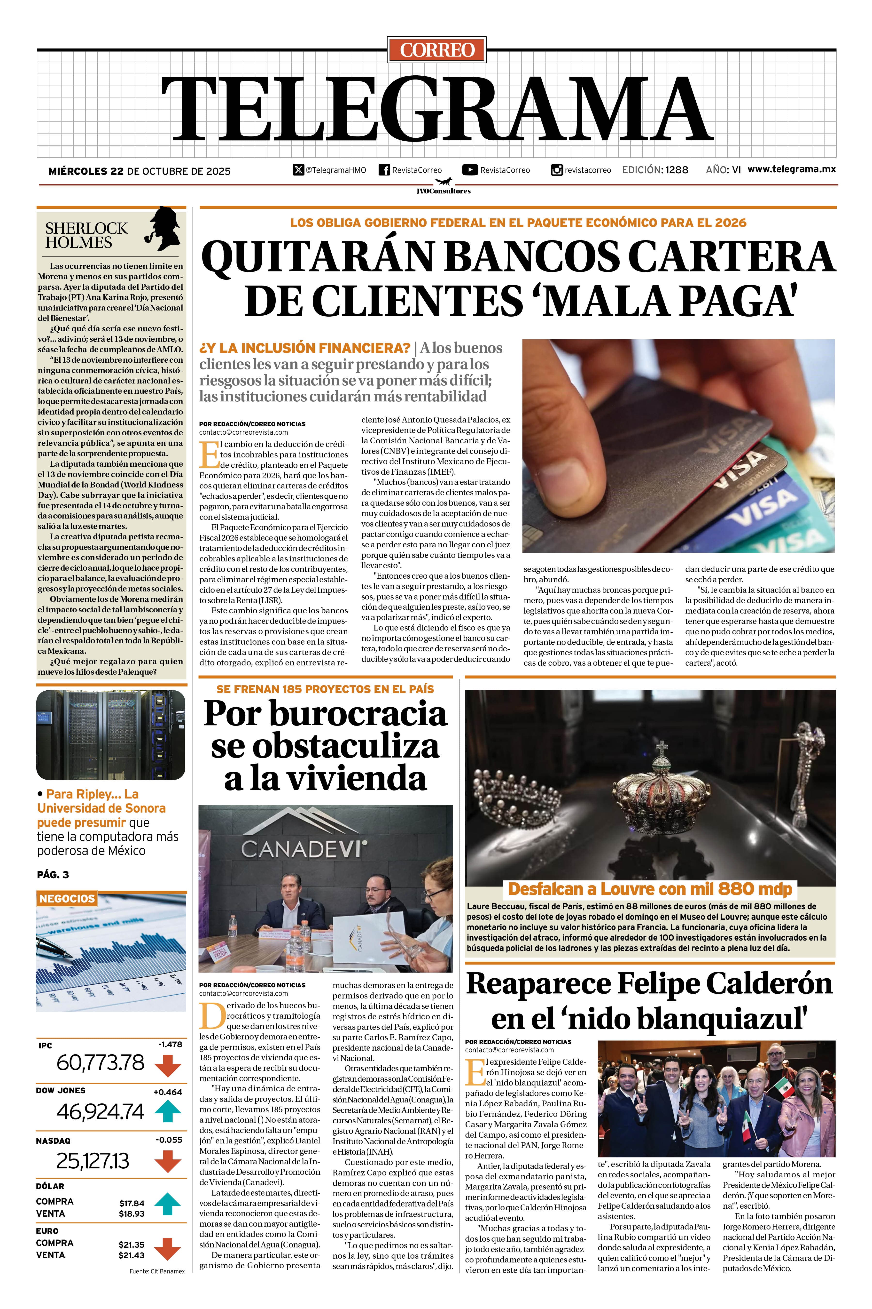 Portada de la edición TELEGRAMA 1288
