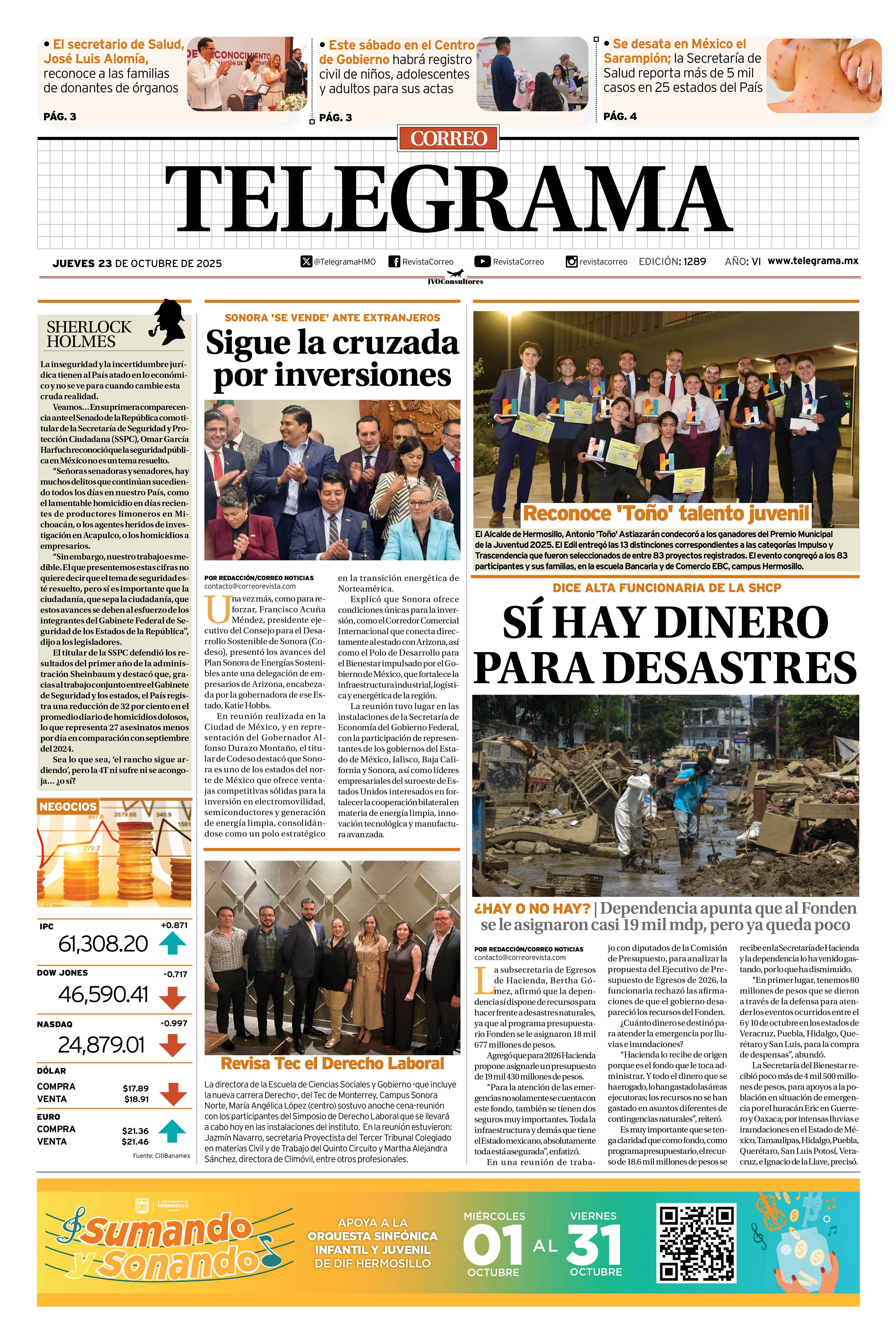 Portada de la edición TELEGRAMA 1289