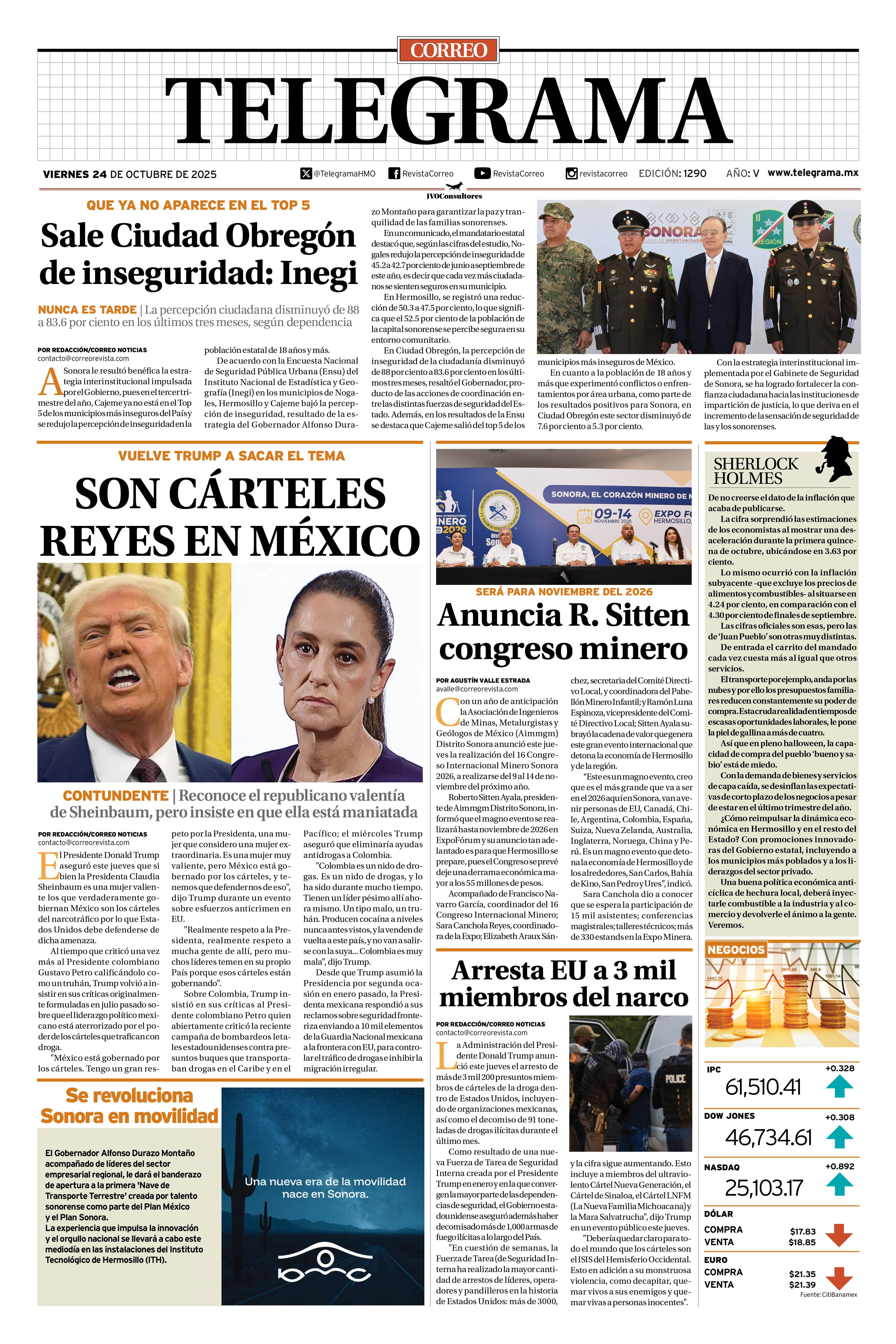 Portada de la edición TELEGRAMA 1290