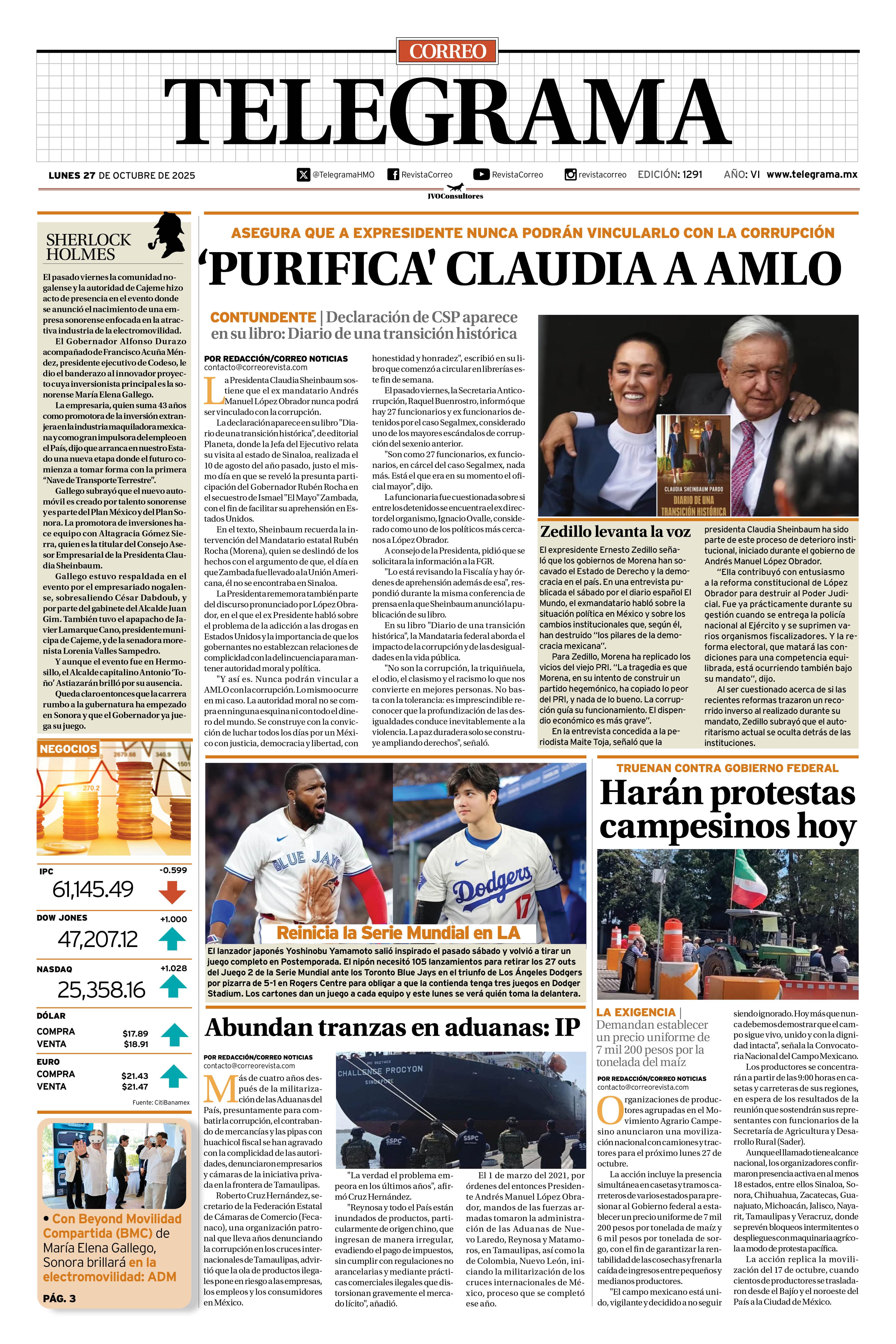 Portada de la edición TELEGRAMA 1291