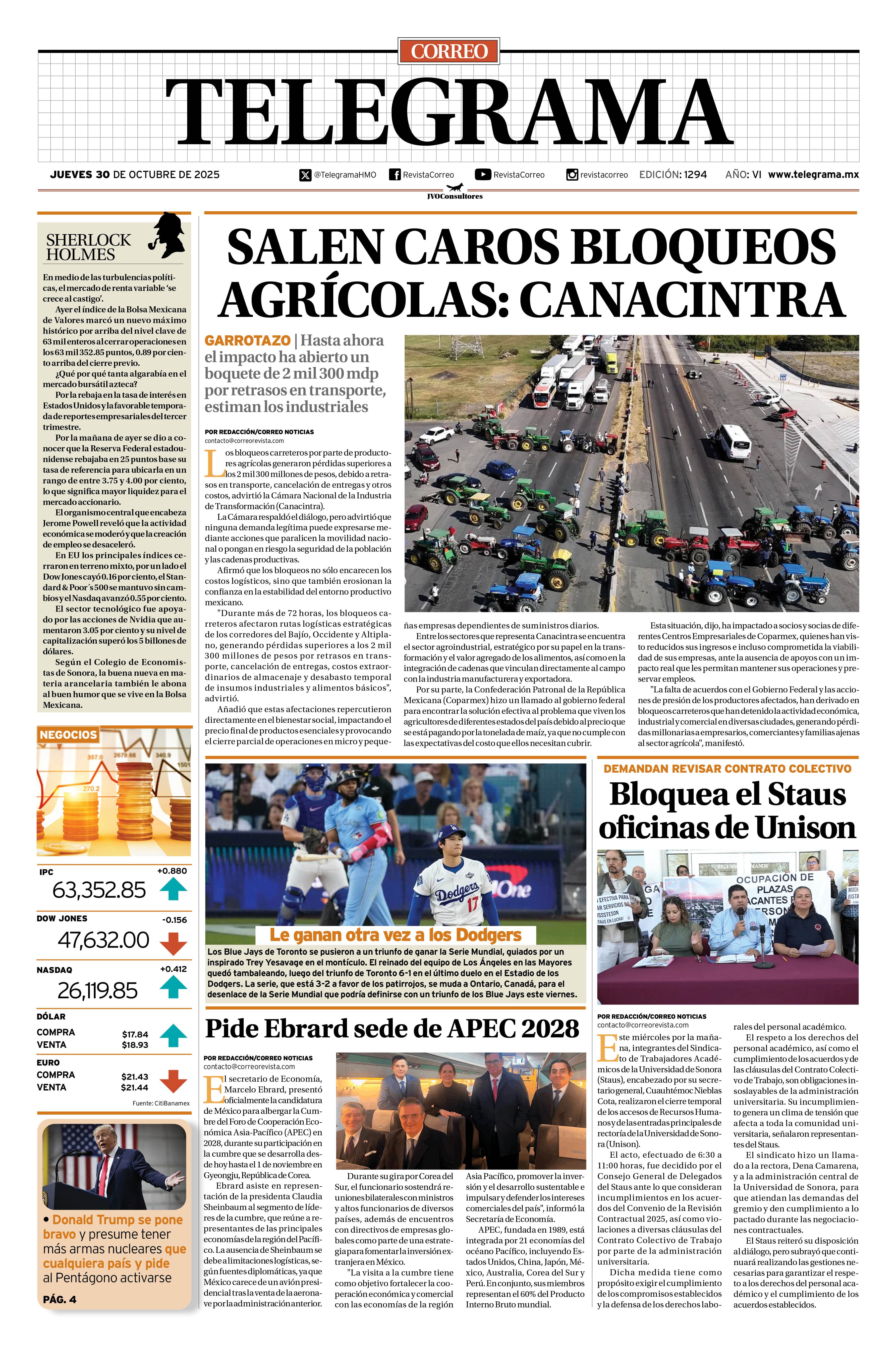 Portada de la edición TELEGRAMA 1294