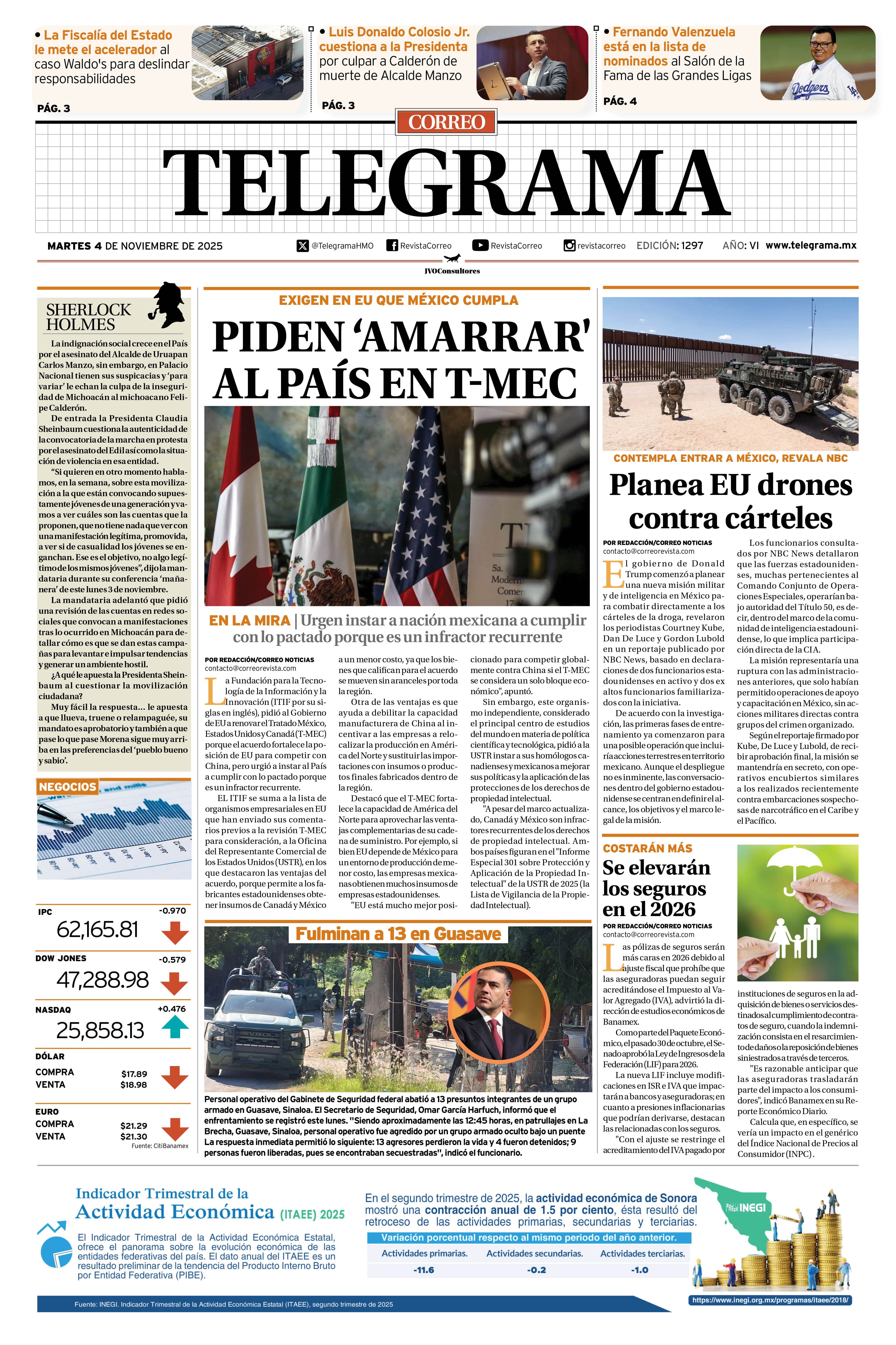 Portada de la edición TELEGRAMA 1297