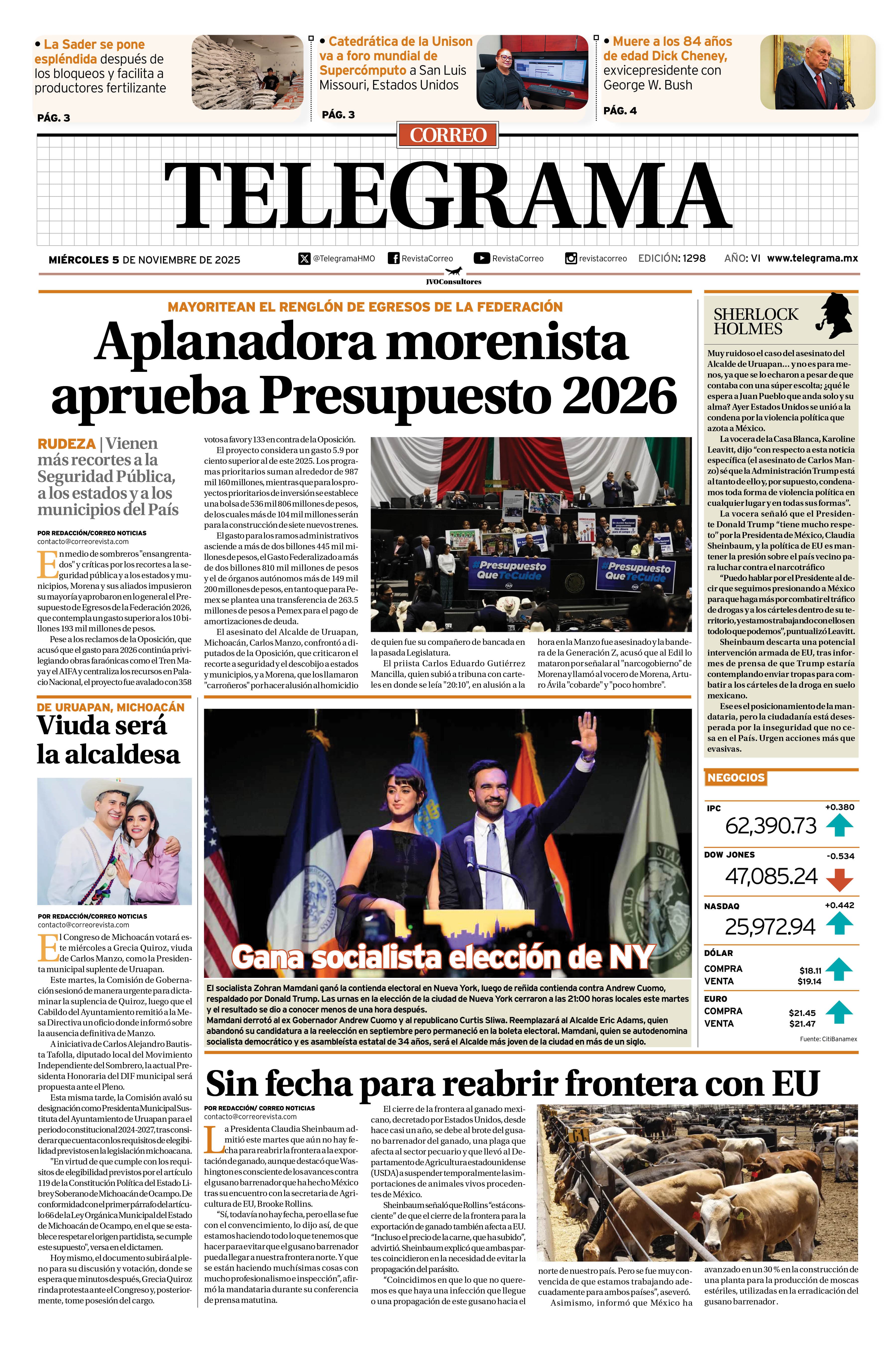 Portada de la edición TELEGRAMA 1298