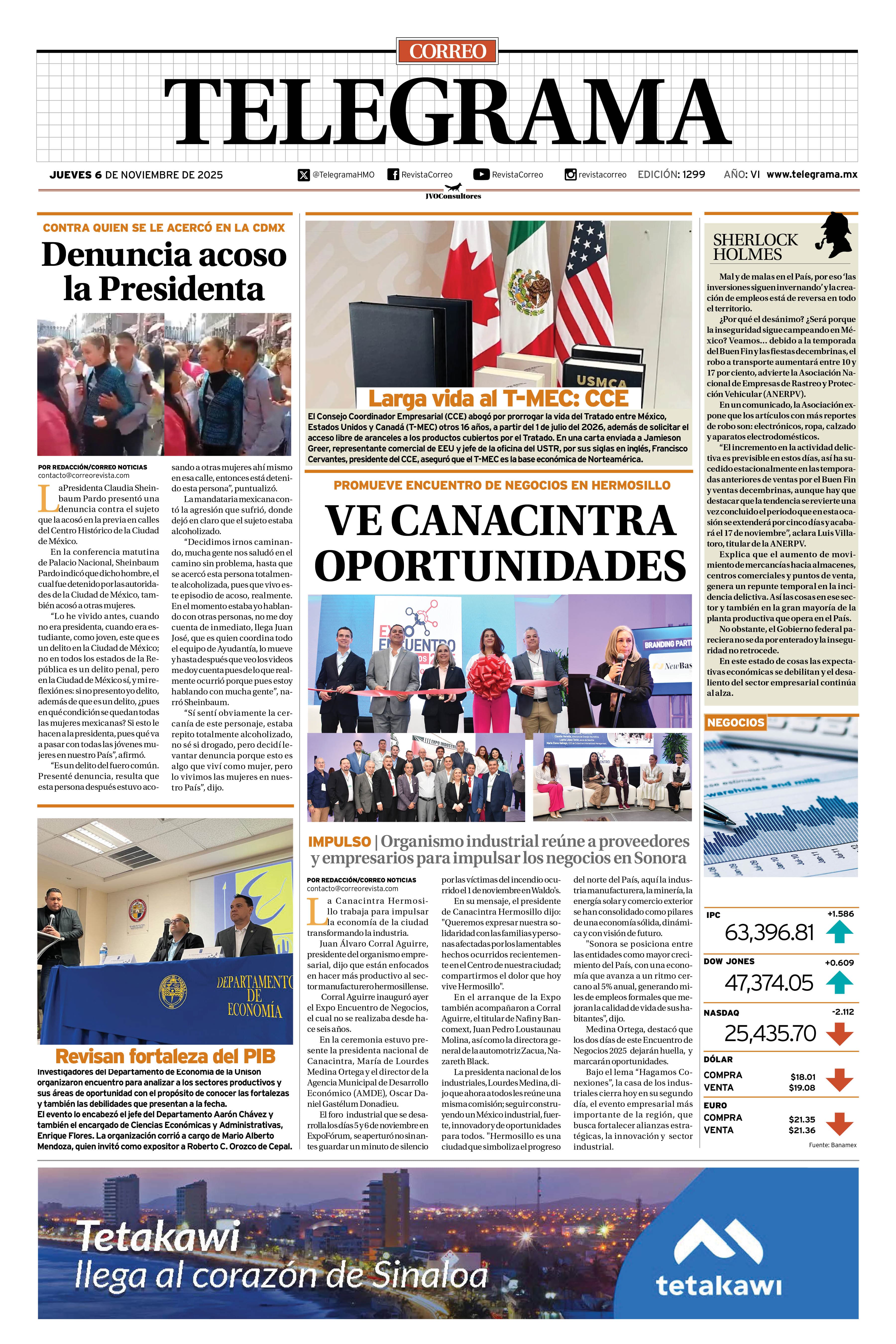 Portada de la edición TELEGRAMA 1299