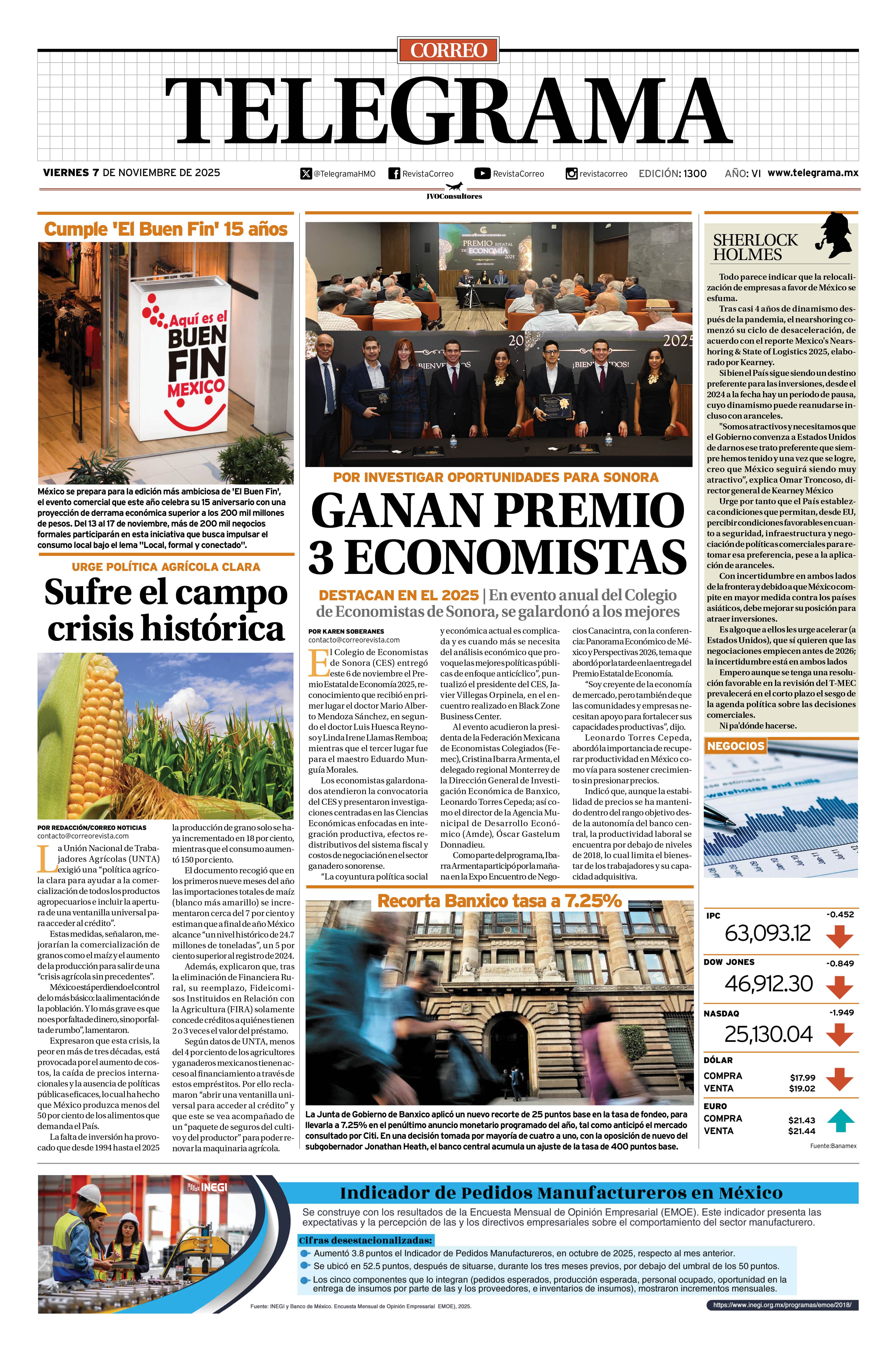 Portada de la edición TELEGRAMA 1300