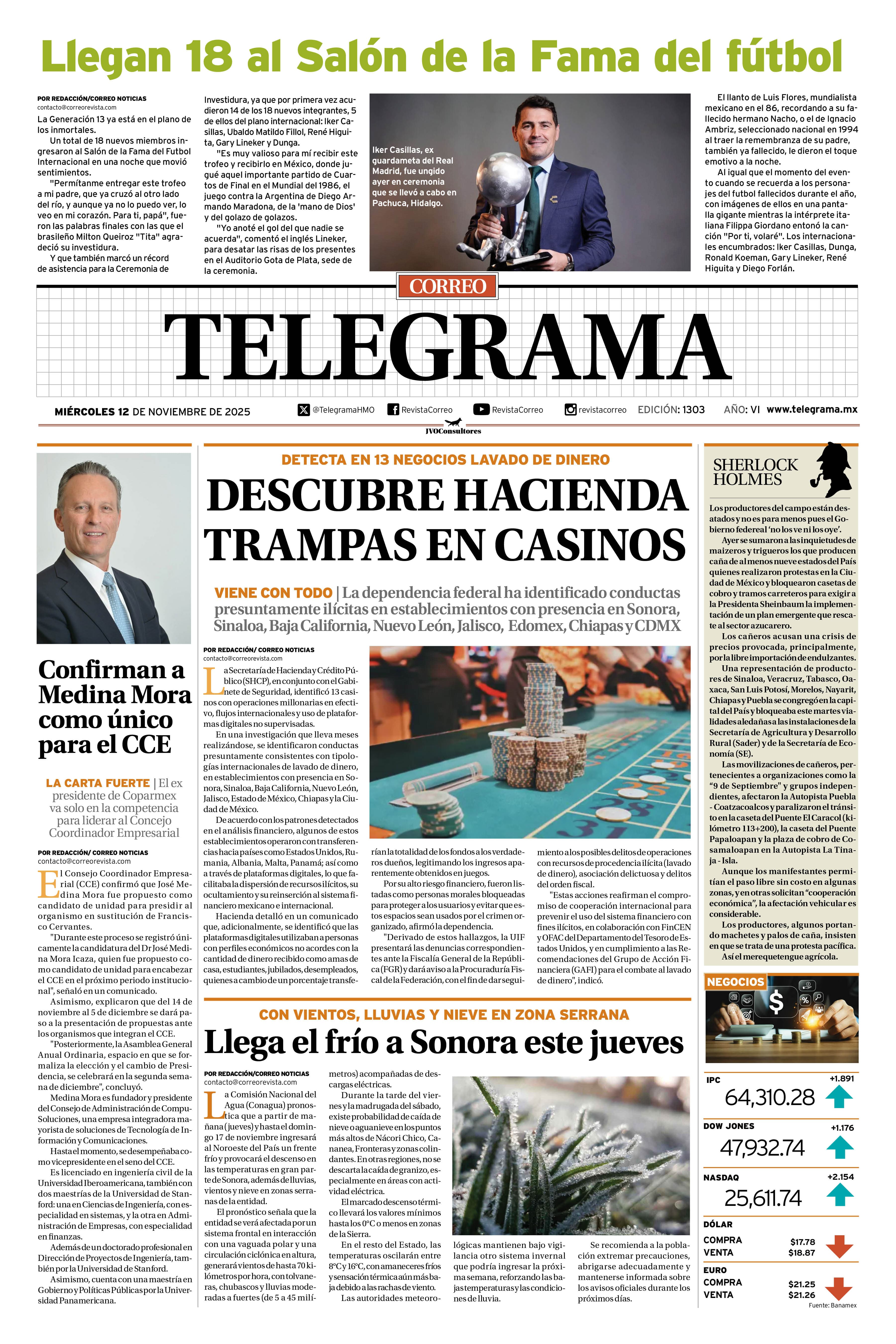 Portada de la edición TELEGRAMA 1303